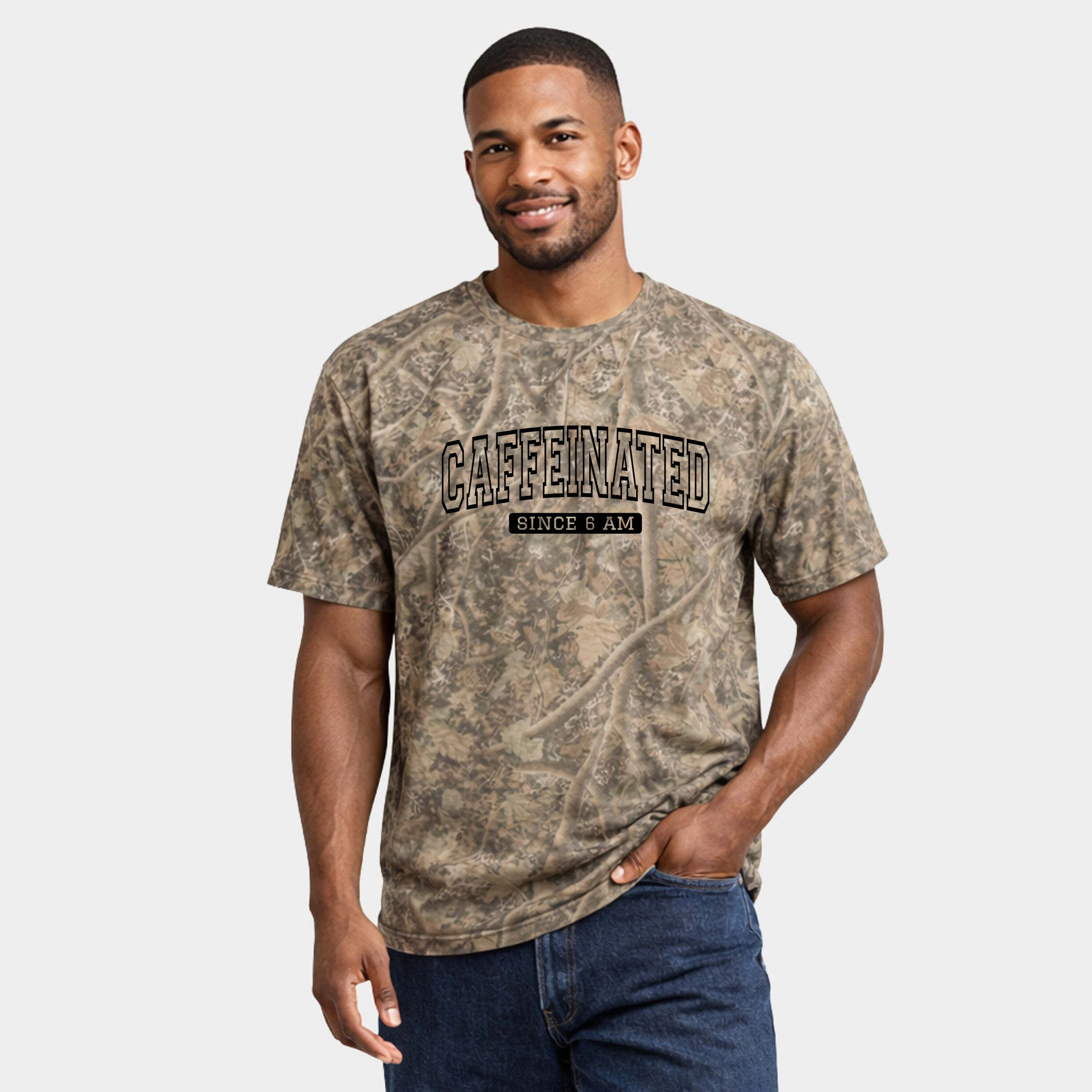 Simply Sage Market - Men's Heavyweight Camo Tee Caffeinated Since 6am