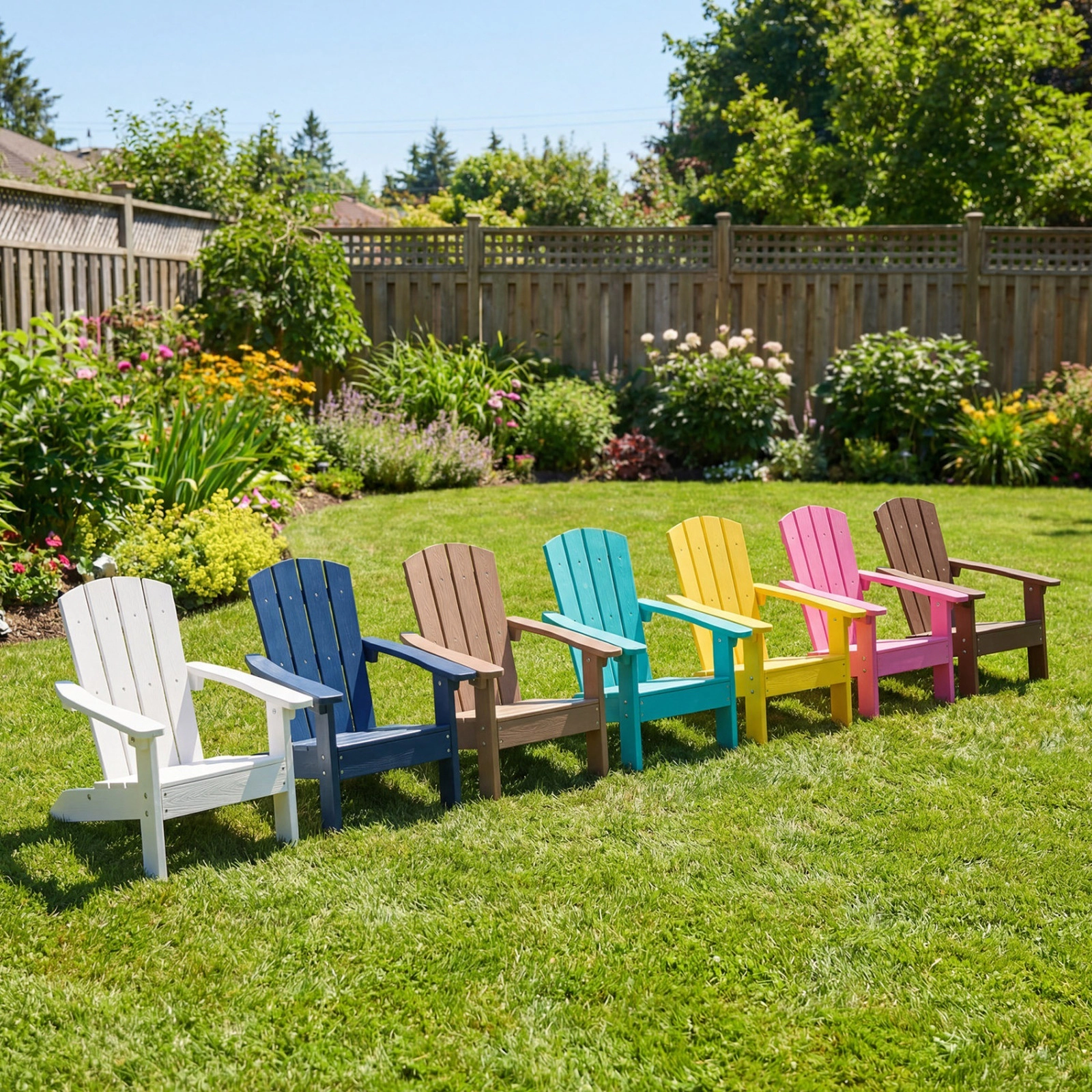 Kids Adirondack Chairs Set of 2 All-Weather Plastic Patio Chairs with 105-Degree Slatted Backrest 304 Stainless Pink
