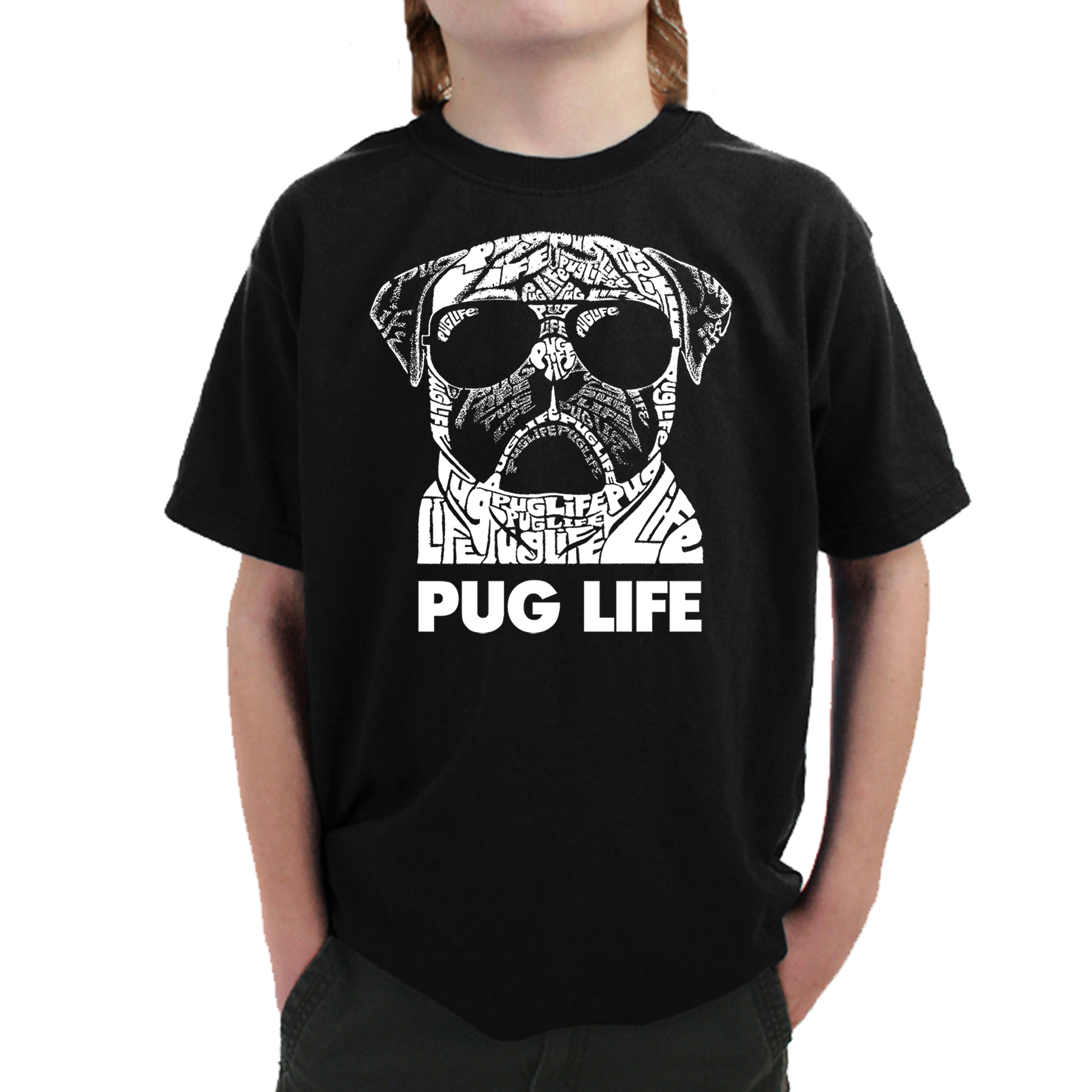 LA Pop Art Boy's Word T-Shirt - Pug Life