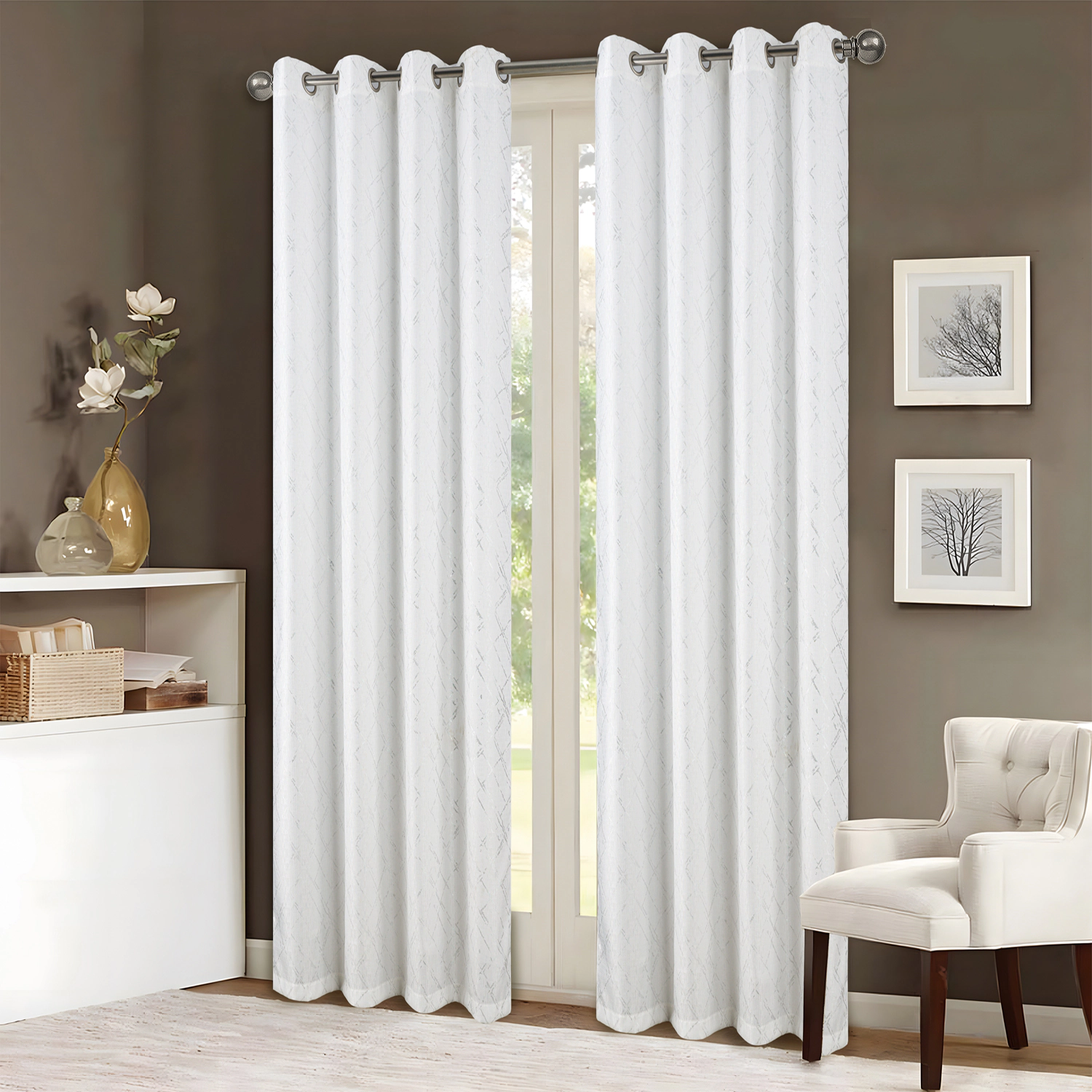 RT Designers Collection Nancy Faux Silk Grommet Curtain Panel 54" x 84" Blush