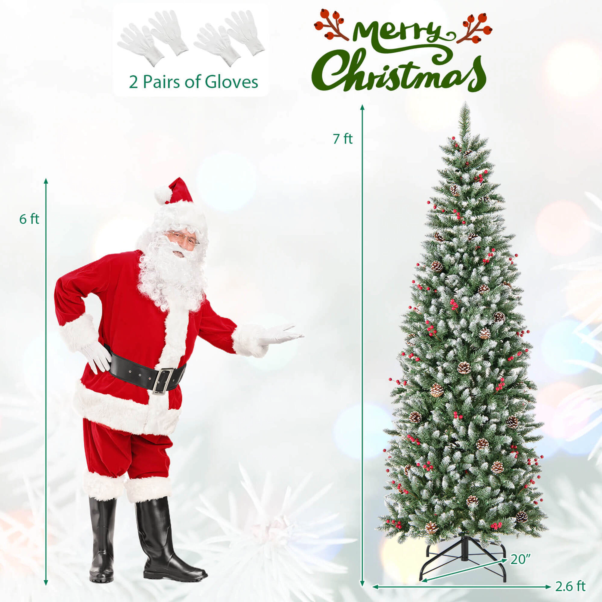 Costway 6 FT Pre-Lit Artificial Christmas Tree with 618 Snowy Branch Tips 280 LED Lights