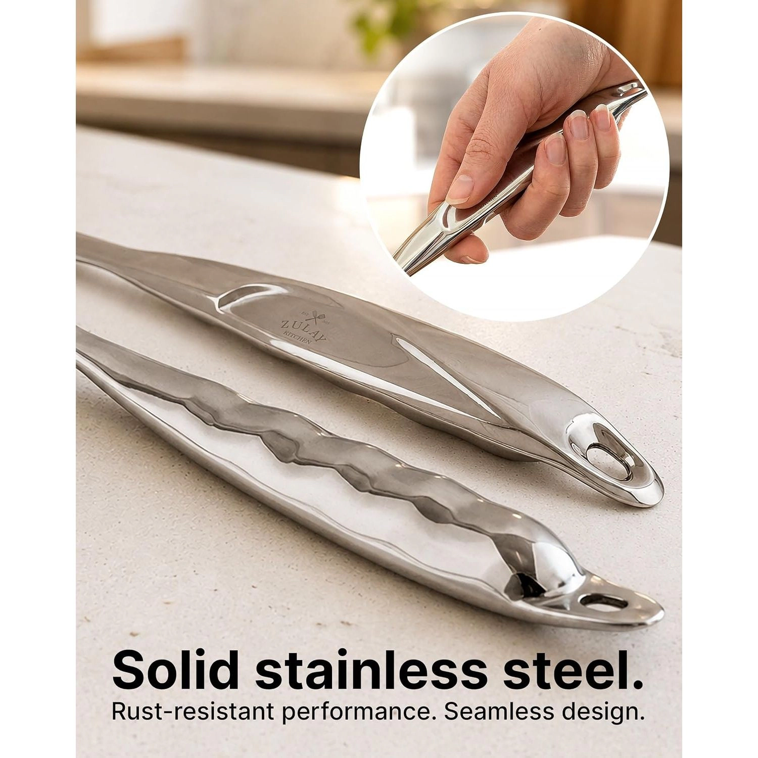 Zulay Kitchen Stainless Steel Soup Ladle - 13” Large Ladle for Soups, Stews & Sauces