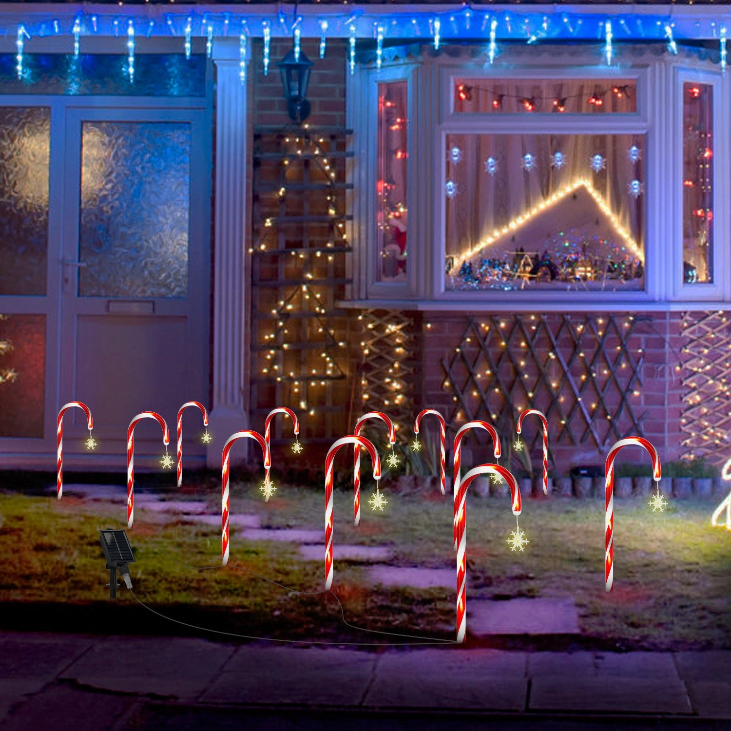 GBruno Solar Candy Cane Pathway Lights 72 LEDs