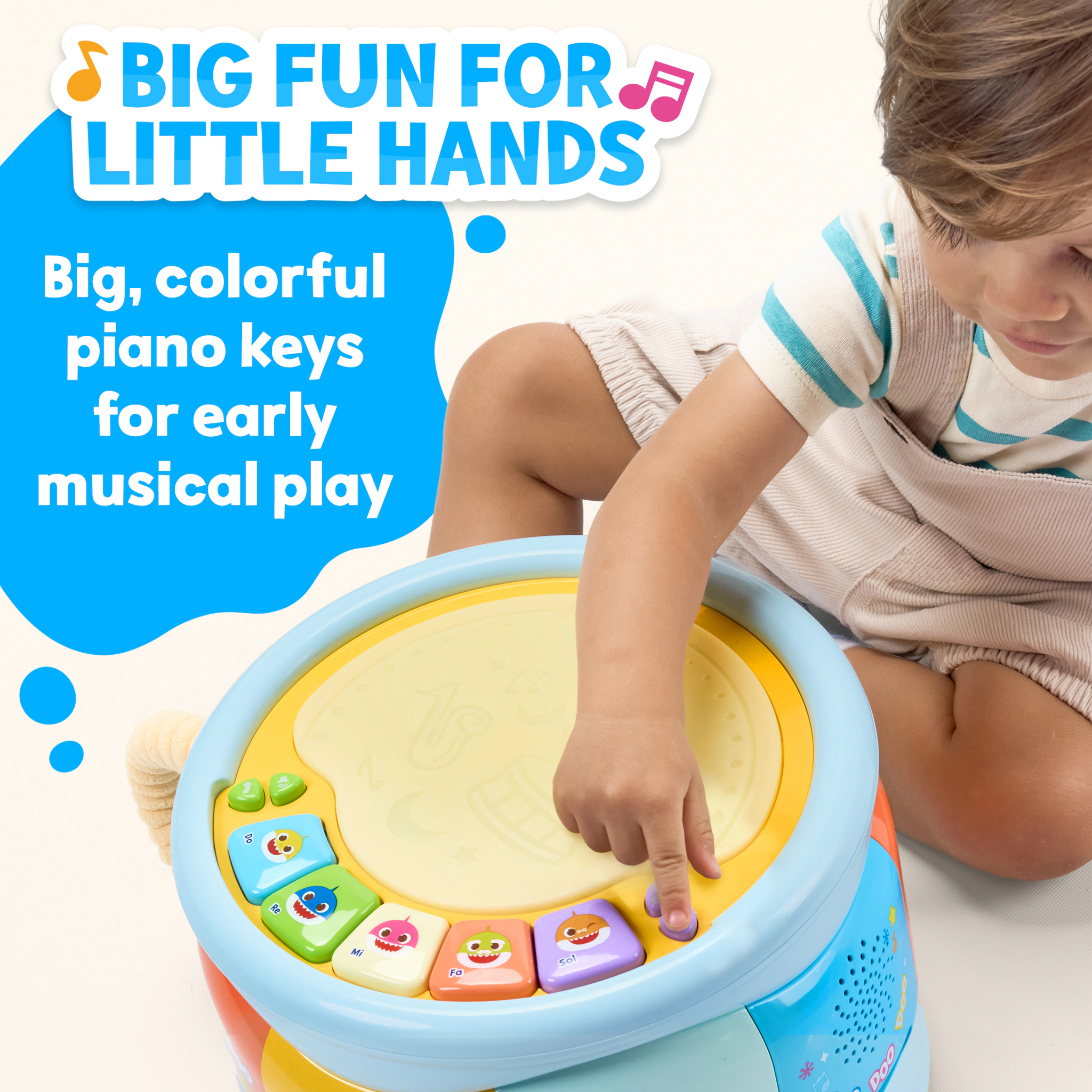 Pinkfong Kids Baby Shark 2-in-1 Piano & Drum Musical Toy - Keyboard with Songs & Sound Effects