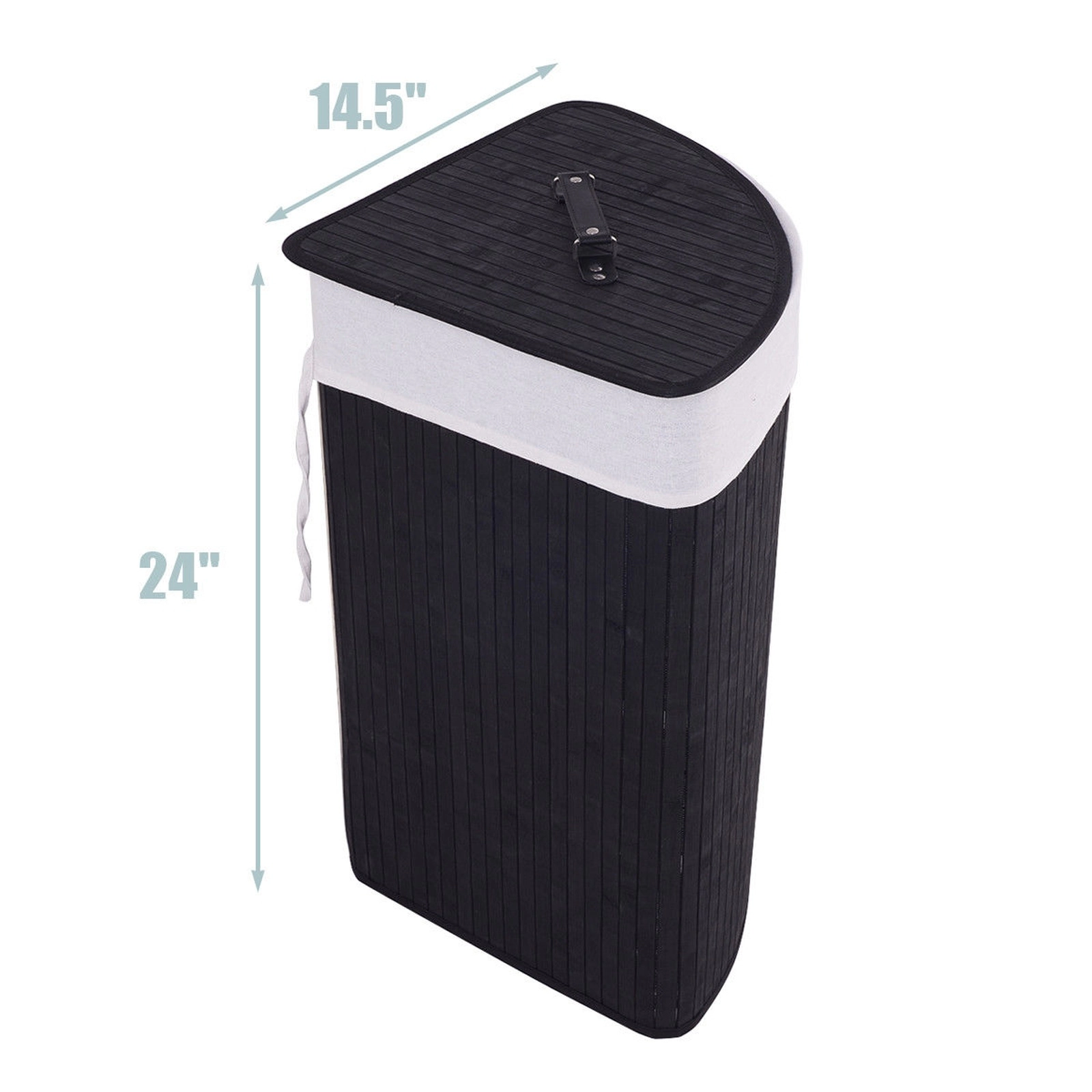 SUGIFT Corner Bamboo Laundry Hamper 58 L with Removable Liner for Bathroom