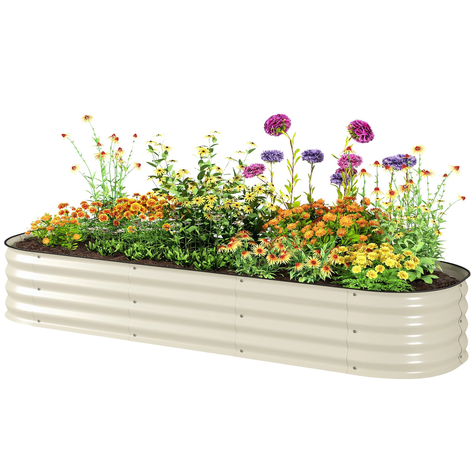 HONGGE Galvanized Raised Garden Bed Kit, Metal Planter Box with Safety Edging