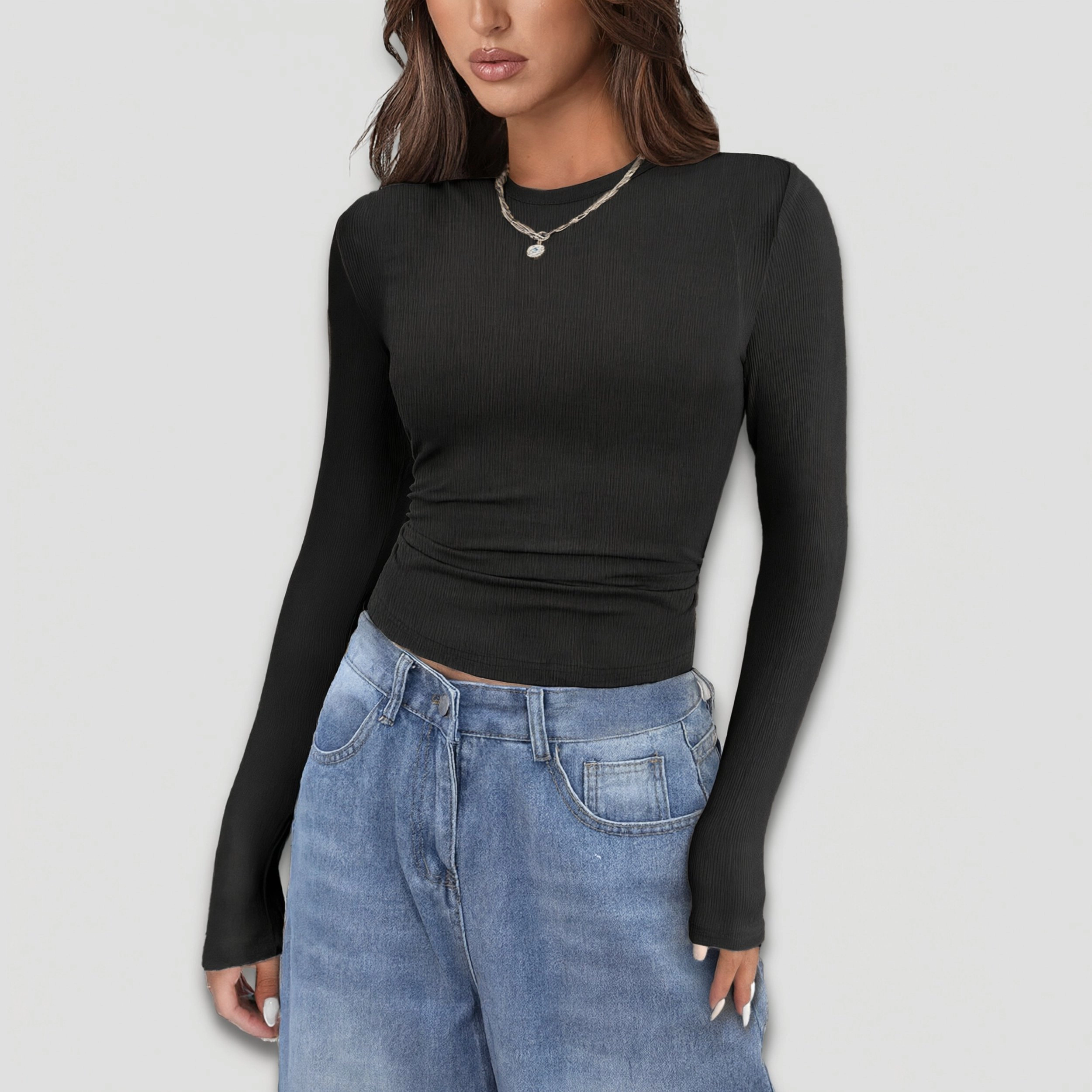 Zeagoo Women Ribbed Long Sleeve T Shirt