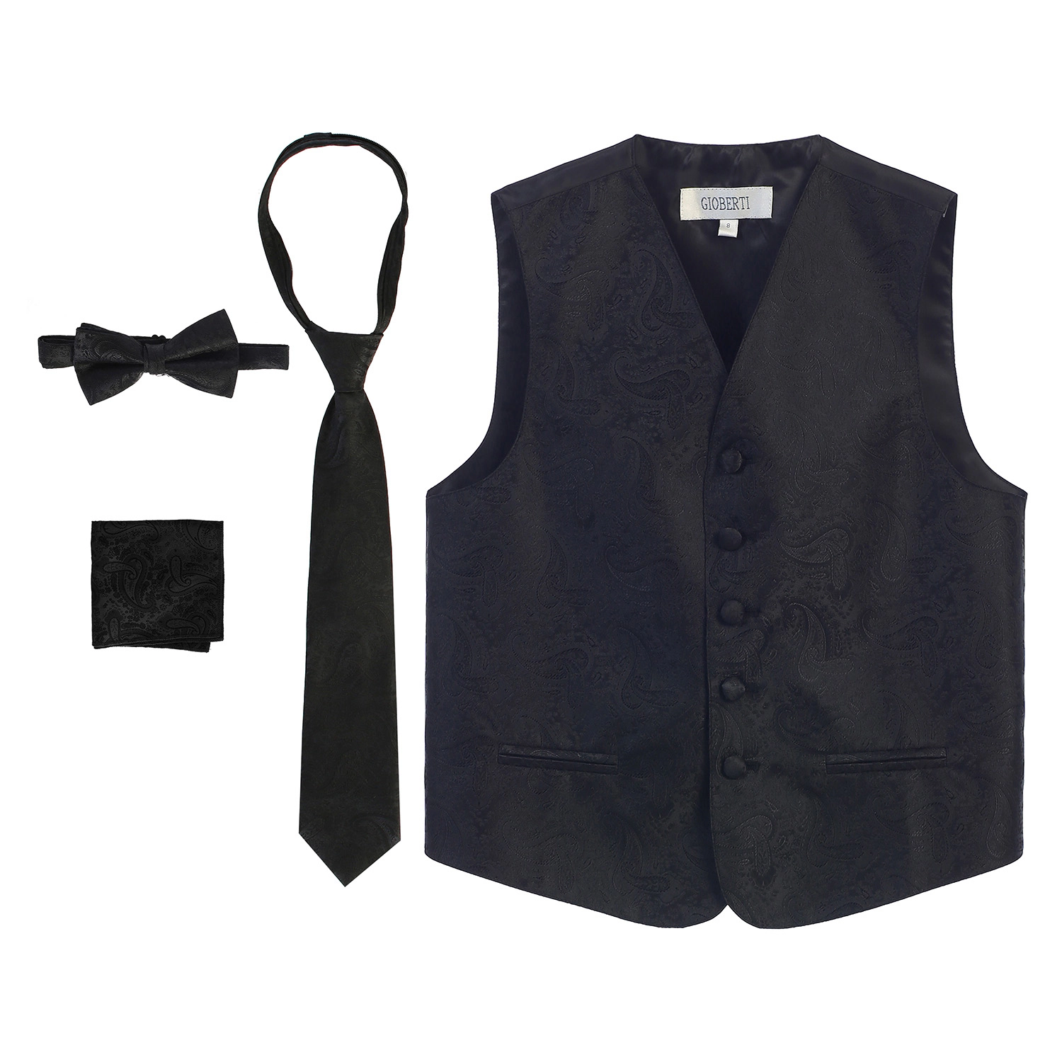 Gioberti Boy's 4pc Paisley Vest Set