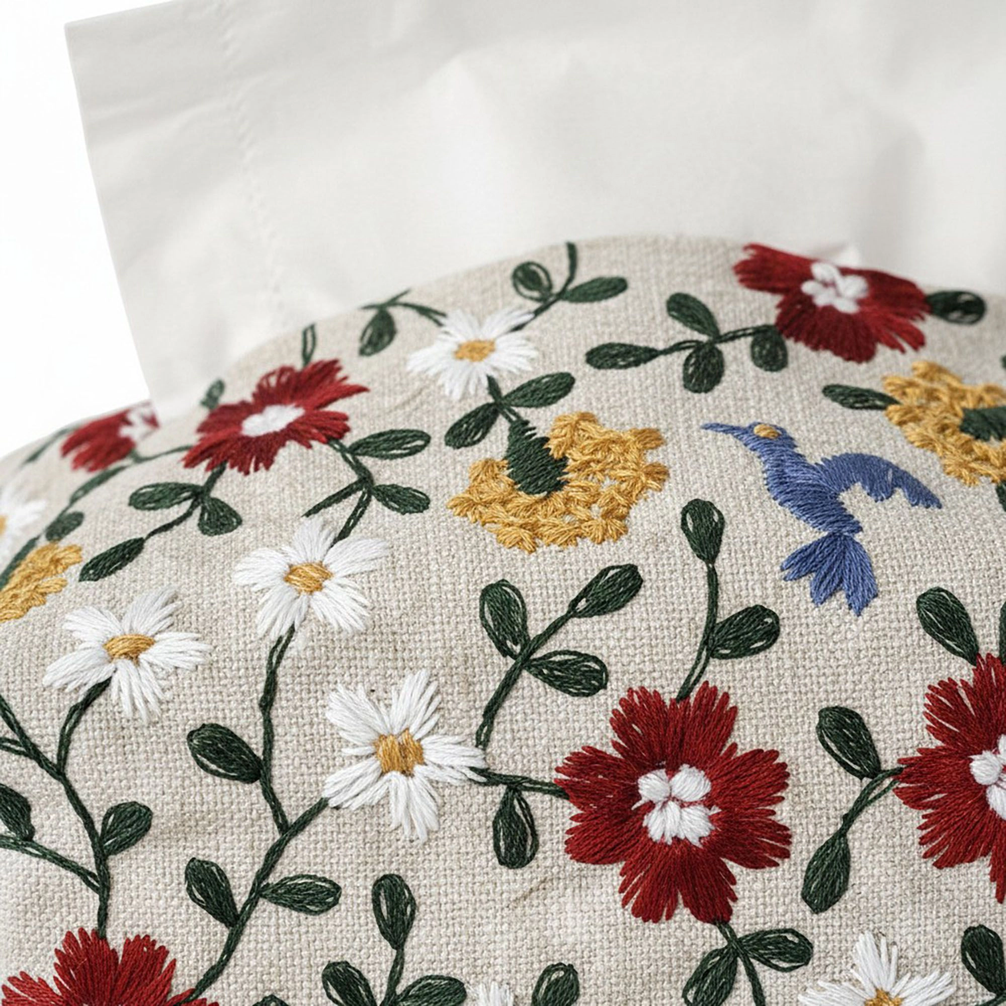 Alilang Unisex Embroidered Fabric Tissue Holder with Patchwork Pattern Design