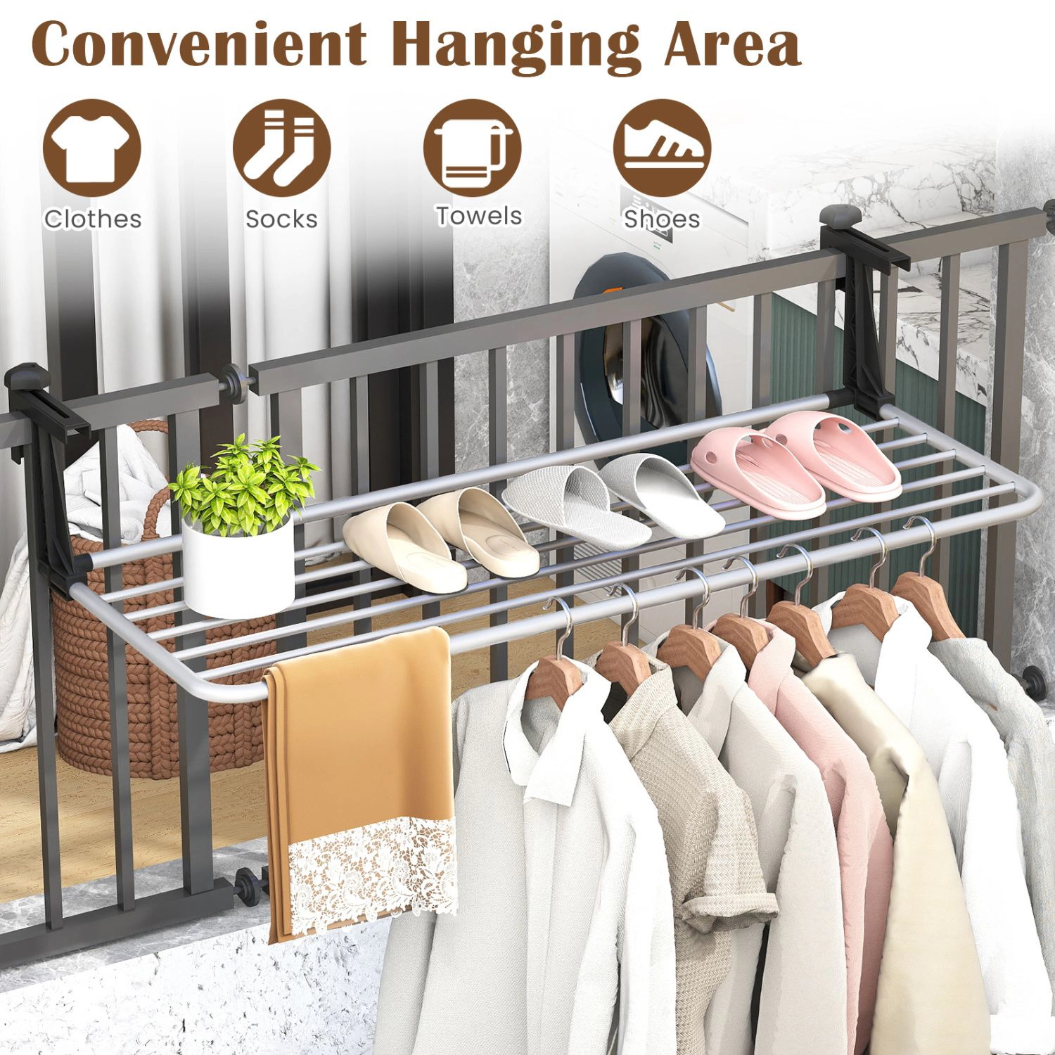 SlickBlue Adjustable Folding Laundry Drying Rack, Aluminum Frame