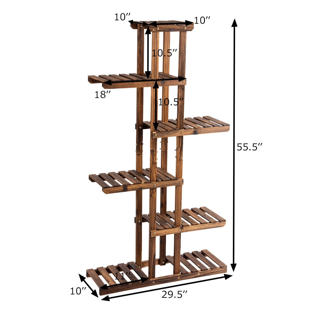 SlickBlue Wooden 6 Tier Plant Stand Hollow Shelf Flower Rack Indoor Outdoor Garden Organizer
