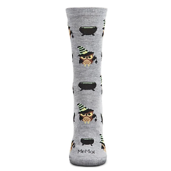 MeMoi Women's Witchy Owl Festive Crew Socks