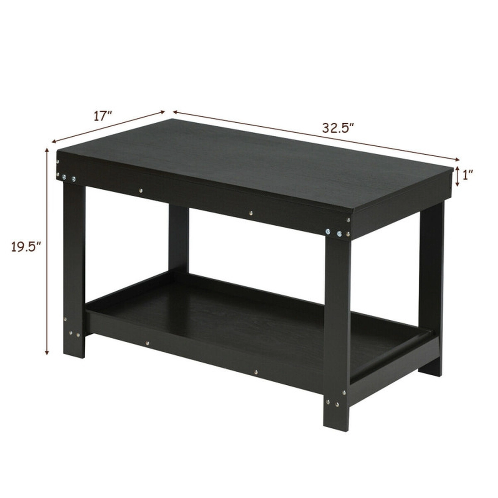 SUGIFT Solid Pine Multifunctional Kids Activity Play Table 200-lb Capacity Ages 3+ Dark Brown 32.5-in Long Single Table
