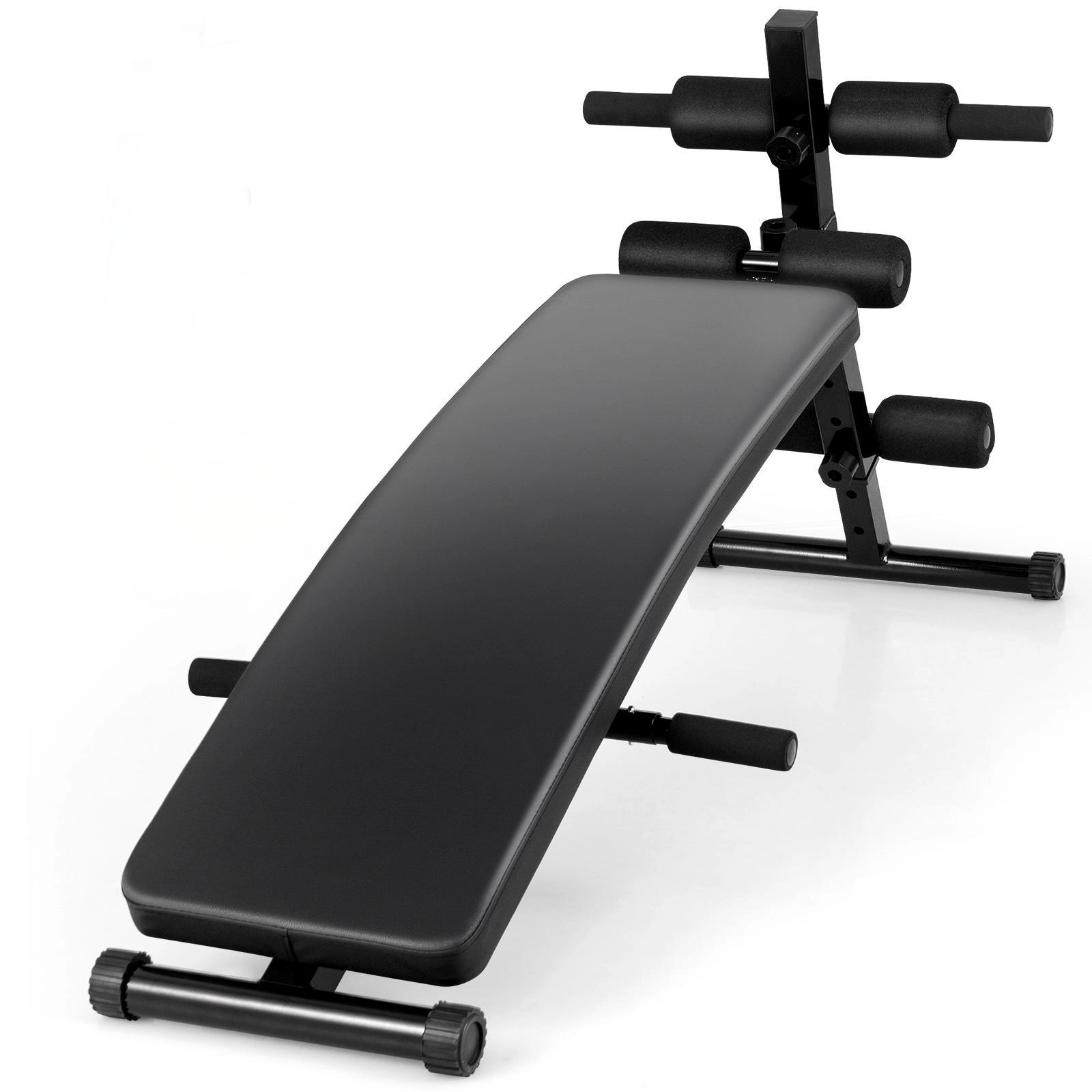 SUGIFT Adjustable Decline Sit Up Bench Push-Up Bar 5 Positions 21-27-in 300-lb Capacity 35.5 x 12-in Cushion Black