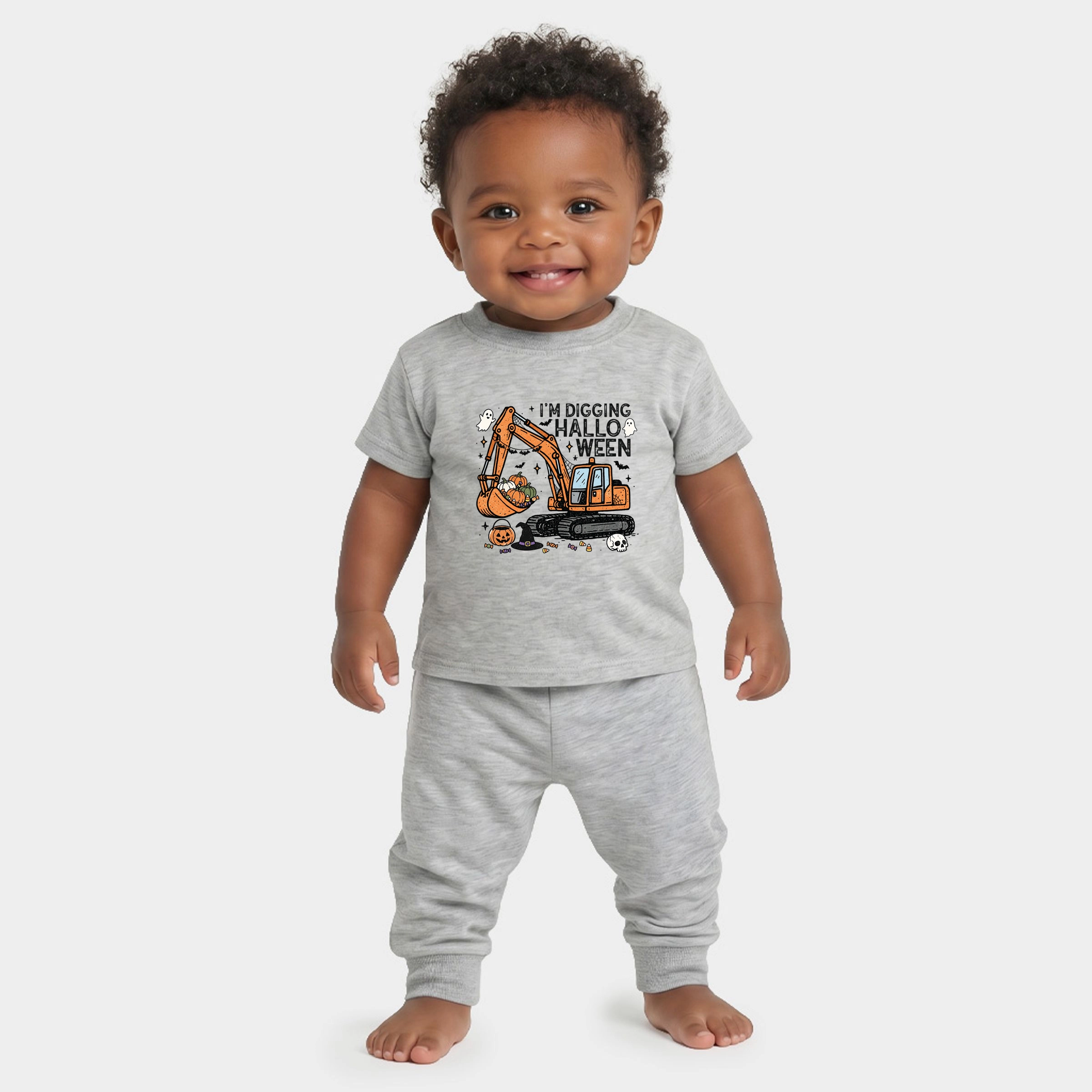 The Juniper Shop - Infant Jogger Pant Crew Set I'm Digging Halloween
