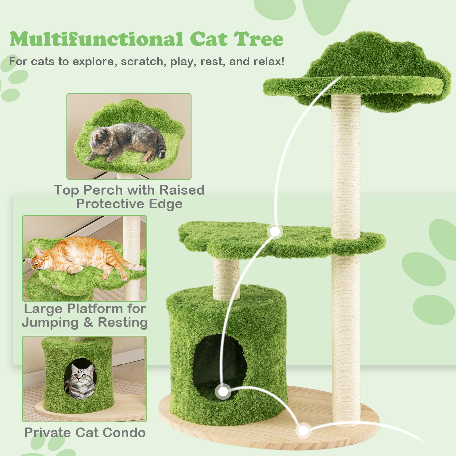 SlickBlue Compact Cat Tower with Rotating Platform and Cat Condo