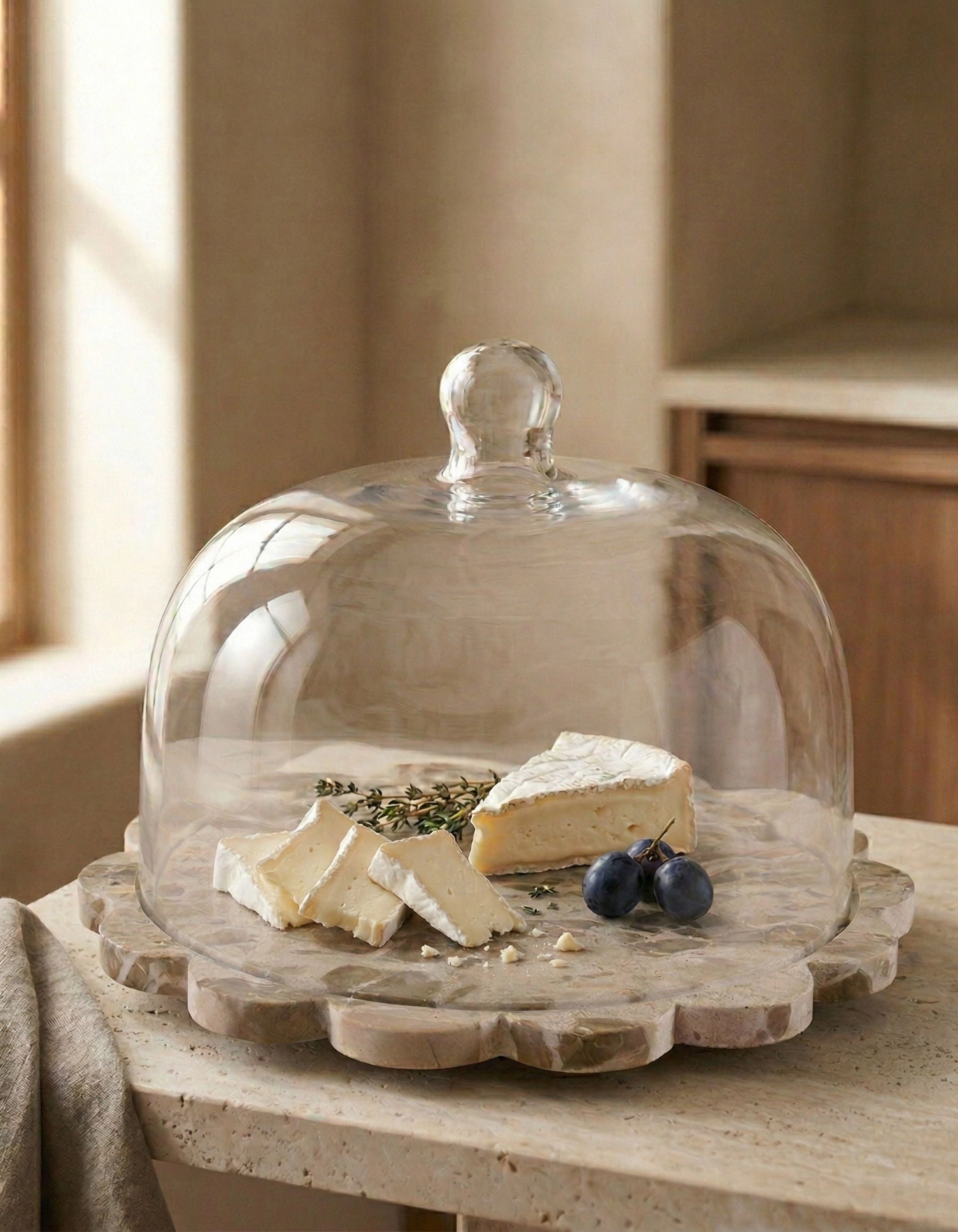 GAURI KOHLI Viola Brown Onyx Serving Board with Cloche