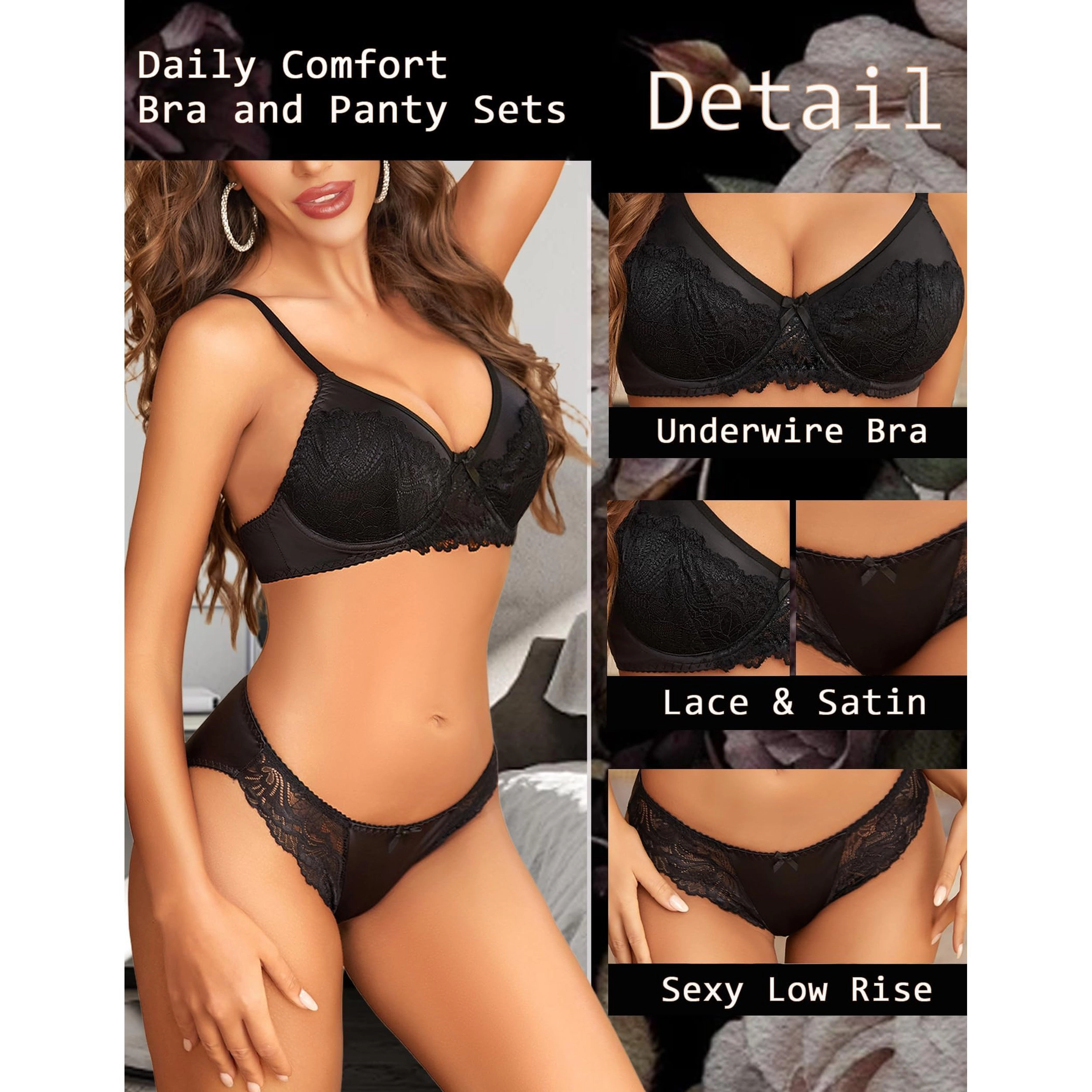 Avidlove Women's Lace Bra and Panty Set