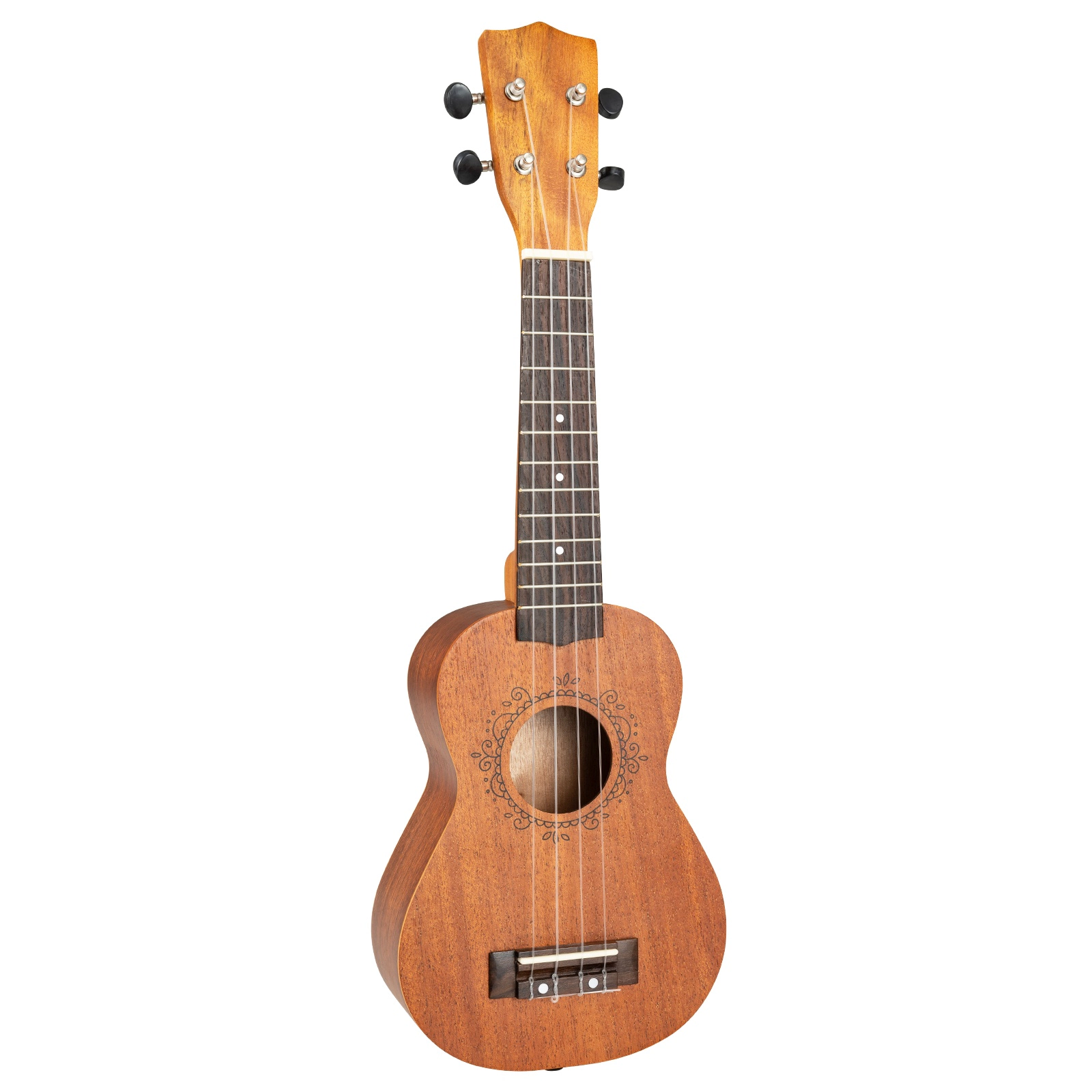 SUGIFT 21-in Soprano Mahogany Ukulele Set Gig Bag Strap Pick 4 Nylon Strings 12 Frets 1.5-lb Natural