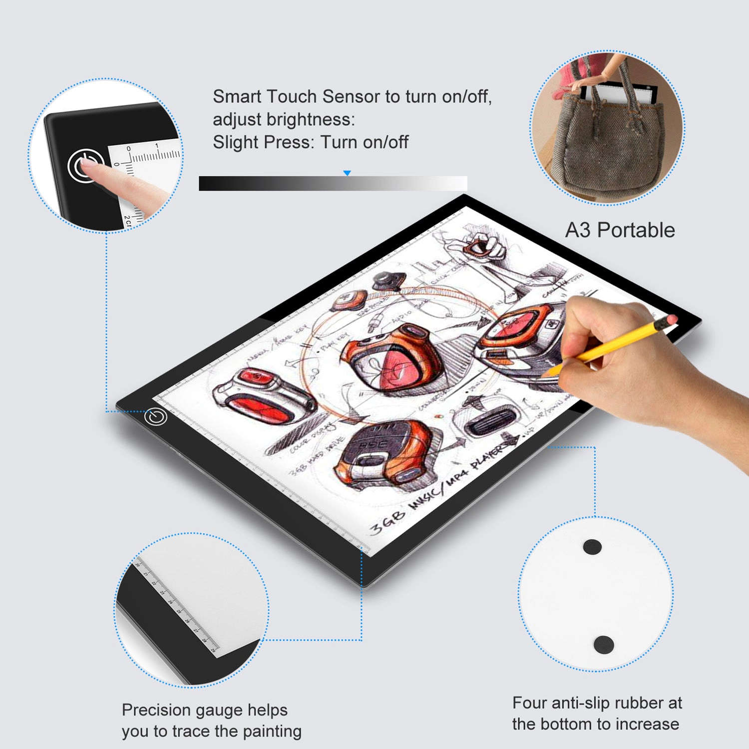 GBruno A3 LED Dimmable Light Box Tracing Board