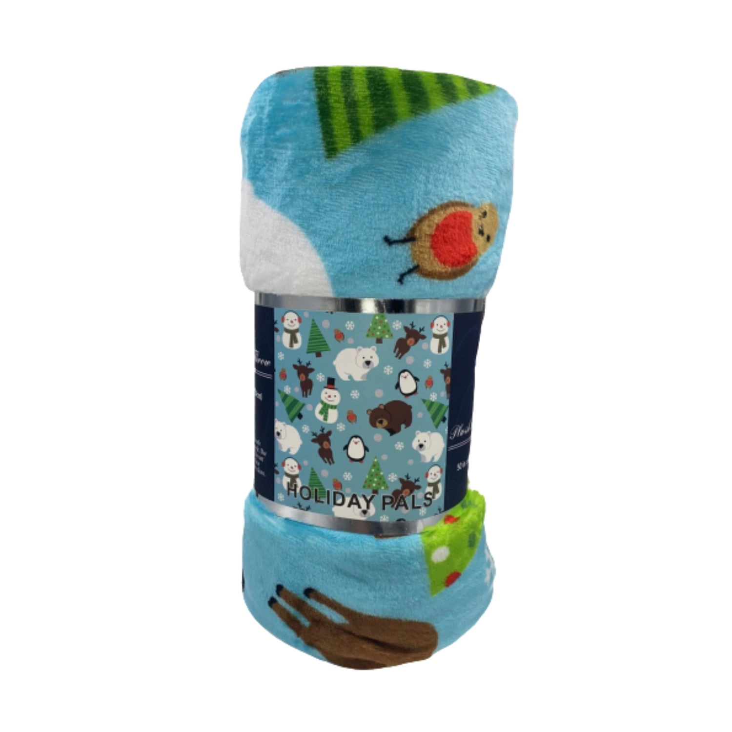 Plazatex Holiday Pals Micro plush Design All Season Blue Color 50" X 60" Throw Blanket