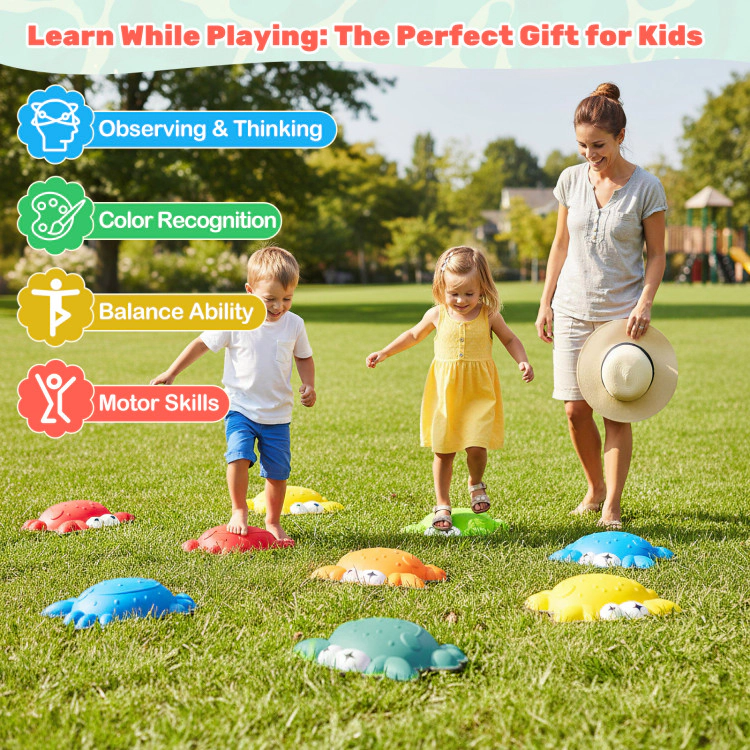 Hivvago Stepping Stones for Kids 9 Pieces Non-Slip Toddler Stepping Stones Balance Sensory Toys