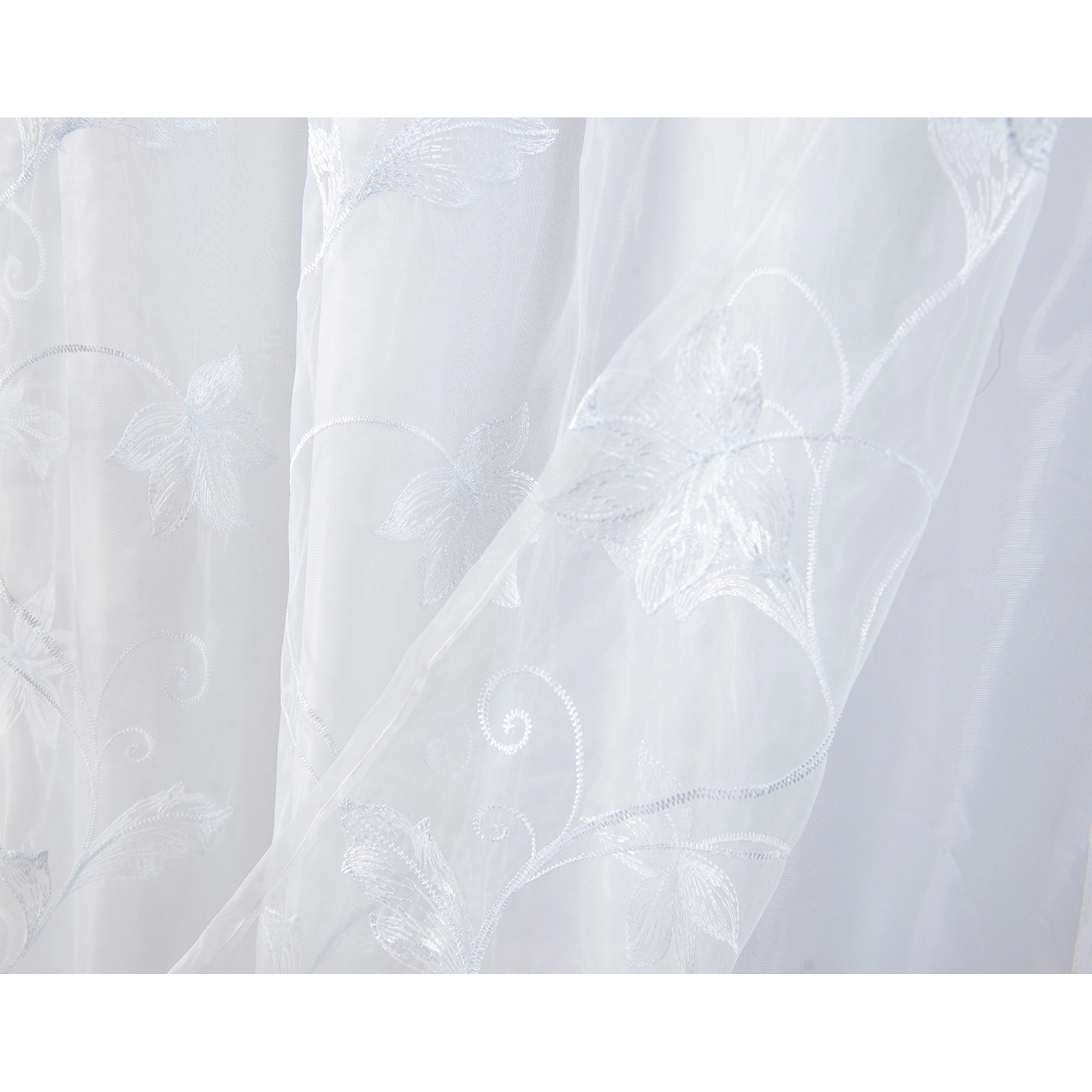 Pia Embroidered Panel With Double Valance 54'' x 90'' White