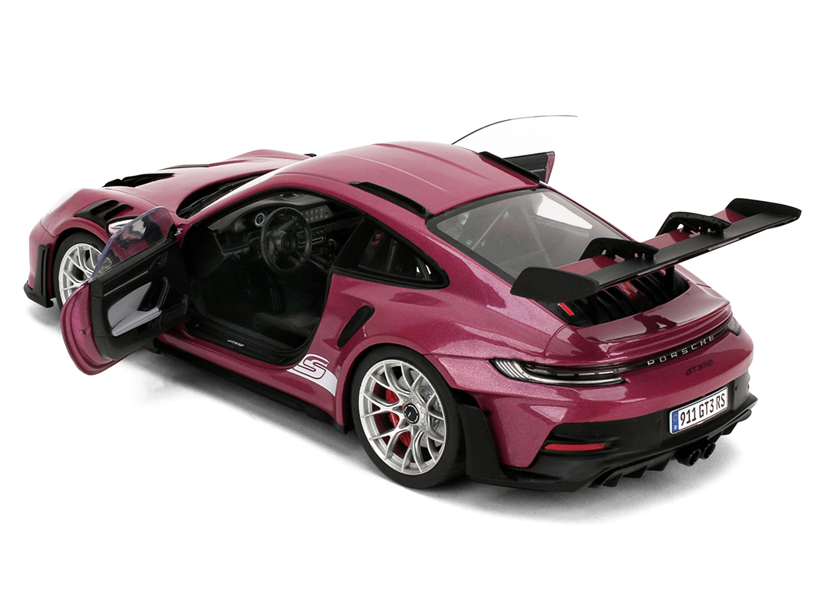 Jada Porsche 911 GT3 RS Red Violet Metallic with White Stripes "Pink Slips" Series 1/18 Diecast Model Car by Jada