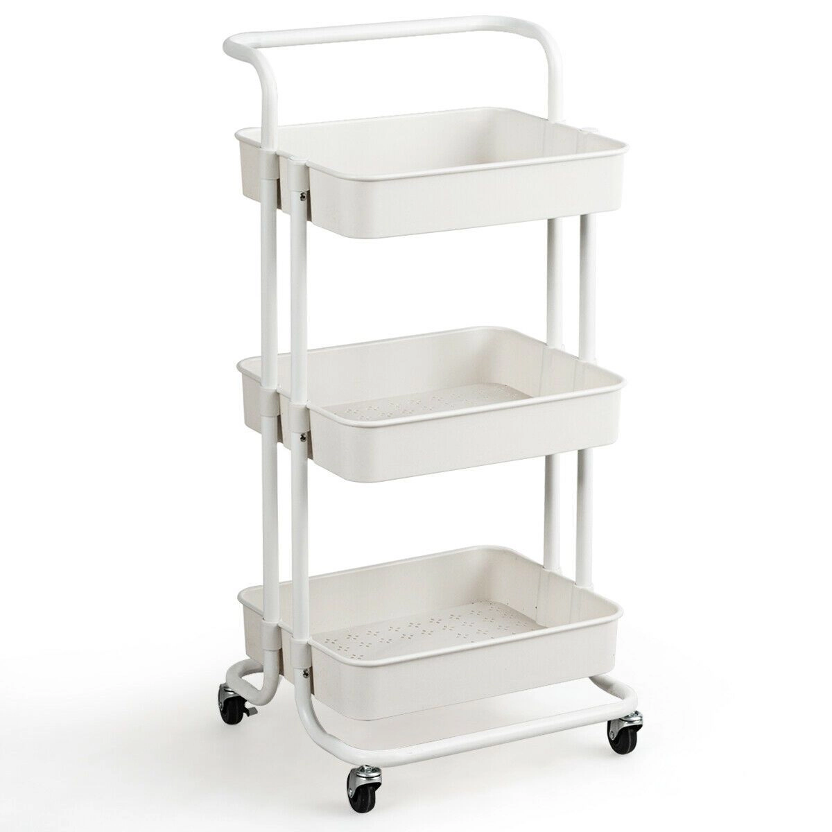 SlickBlue 3-Tier Metal Storage Cart with Locking Caster Wheels