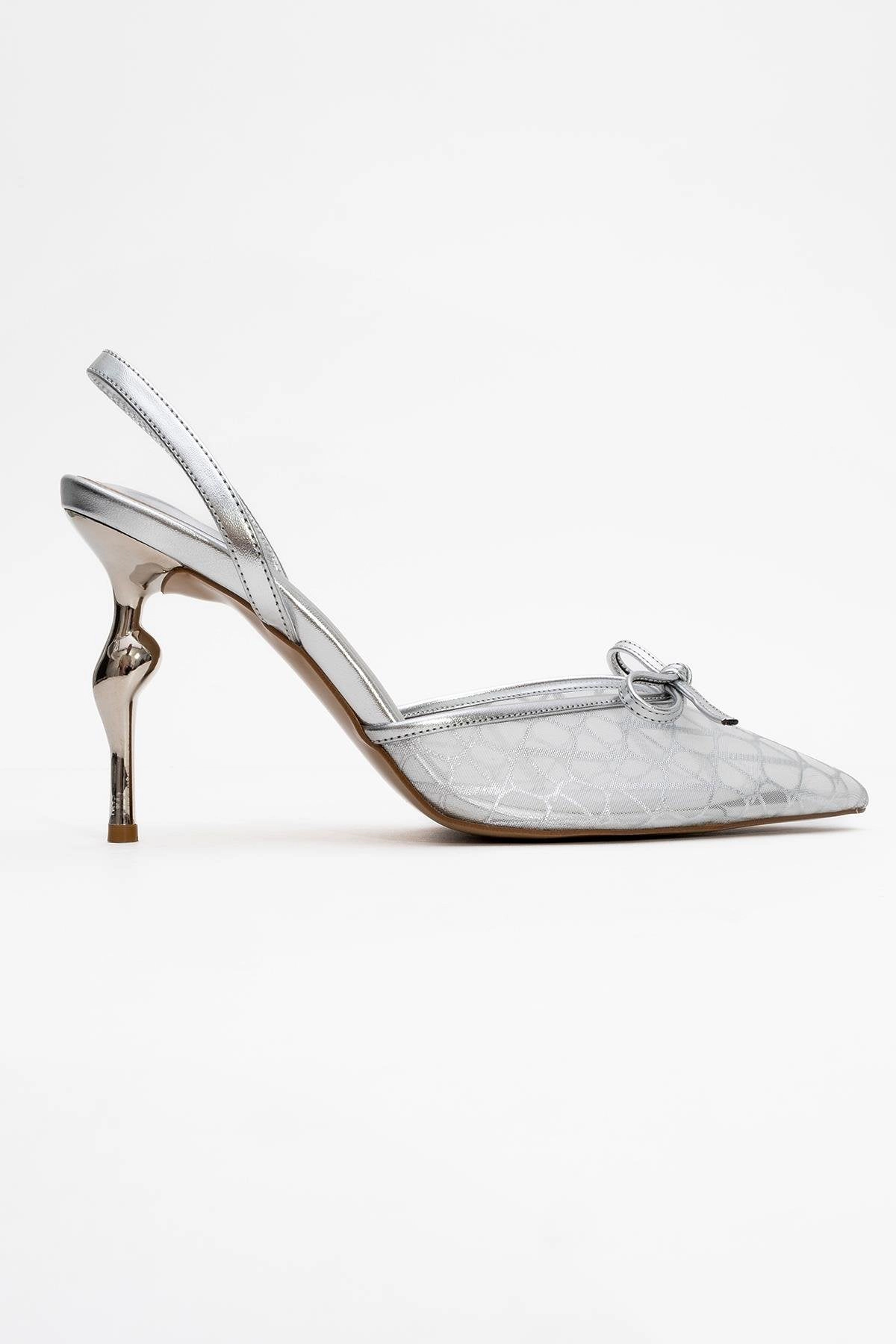 Prologue Shoes Womens Peony Mesh Bow Pointed Toe Pump