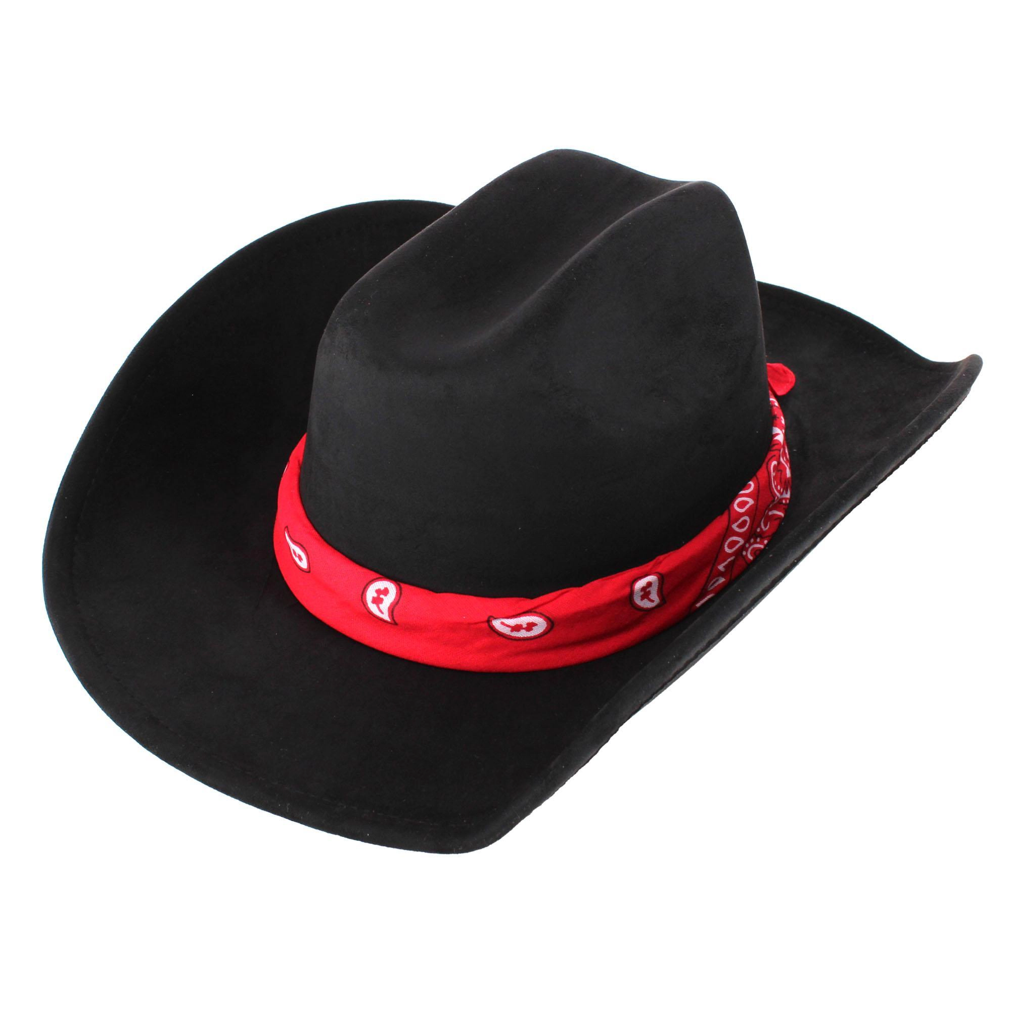 CTM Women's Cowboy Hat with Paisley Bandana Scarf