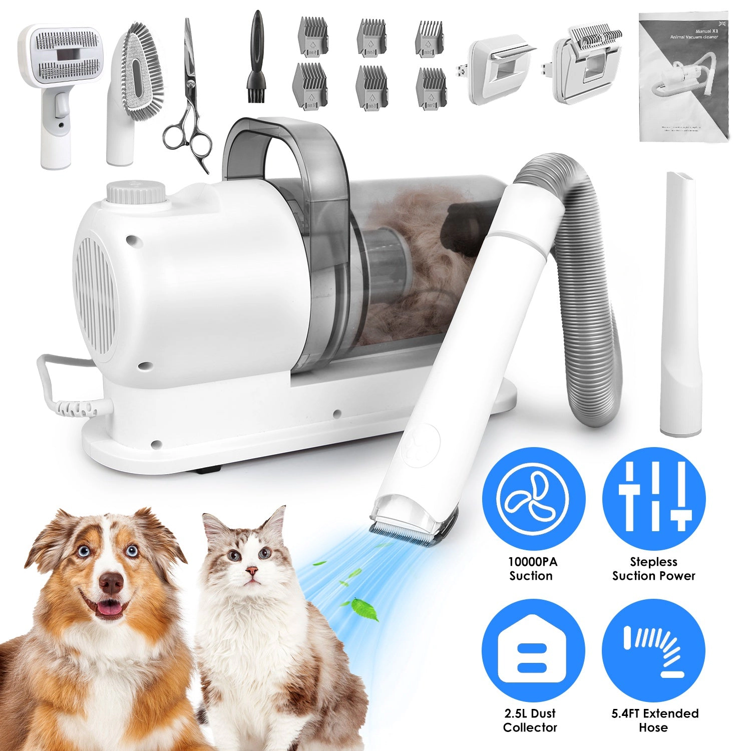 GBruno 7-Tool Pet Grooming Vacuum Kit