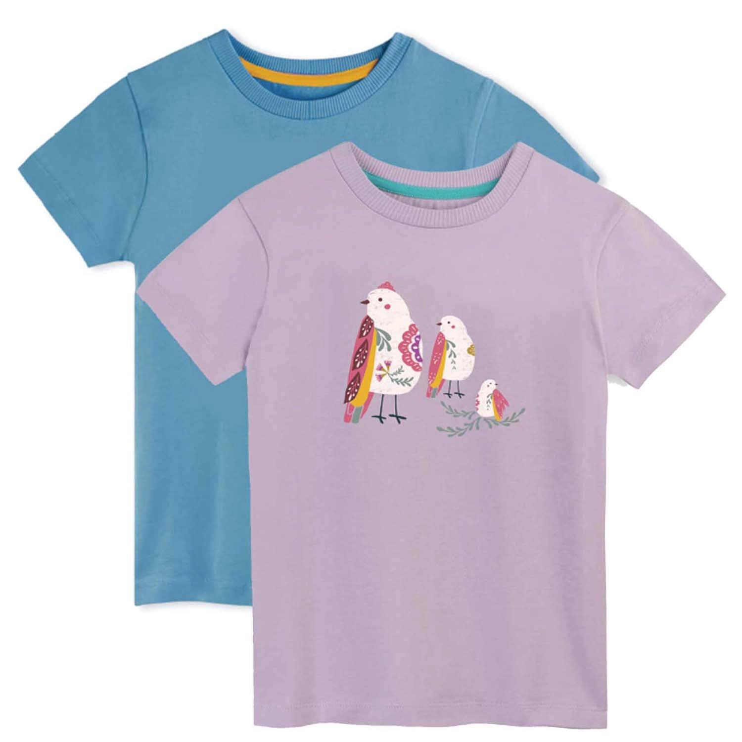 Mightly Girls Organic Cotton Short Sleeve Graphic T-Shirts, 2pack