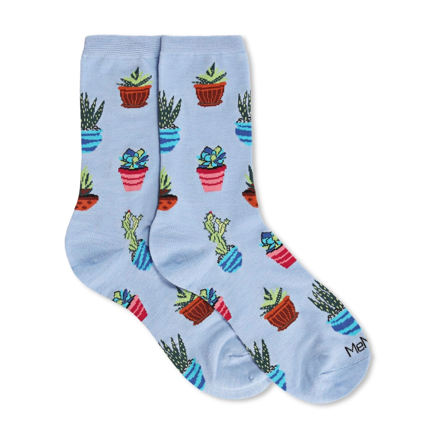 MeMoi Succ It Up Succulents Bamboo Blend Crew Socks