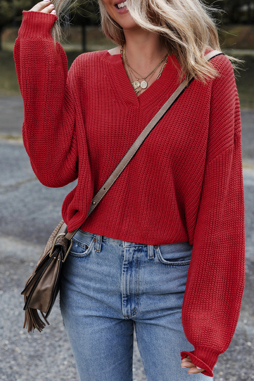Threaded Pear Women's Evelyn Knit Drop Shoulder Sweater