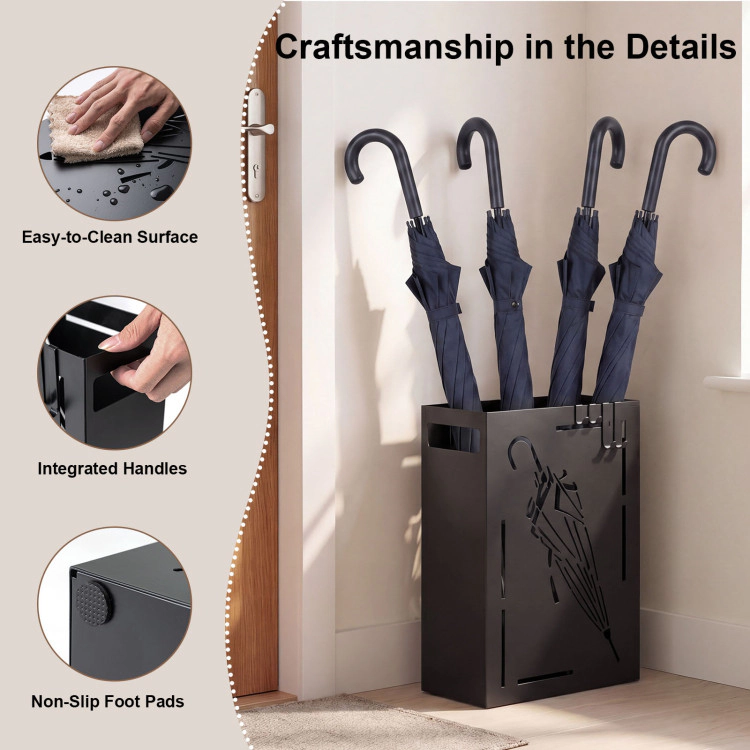 Hivvago Rectangular Umbrella Holder Rack With Removable Drip Tray