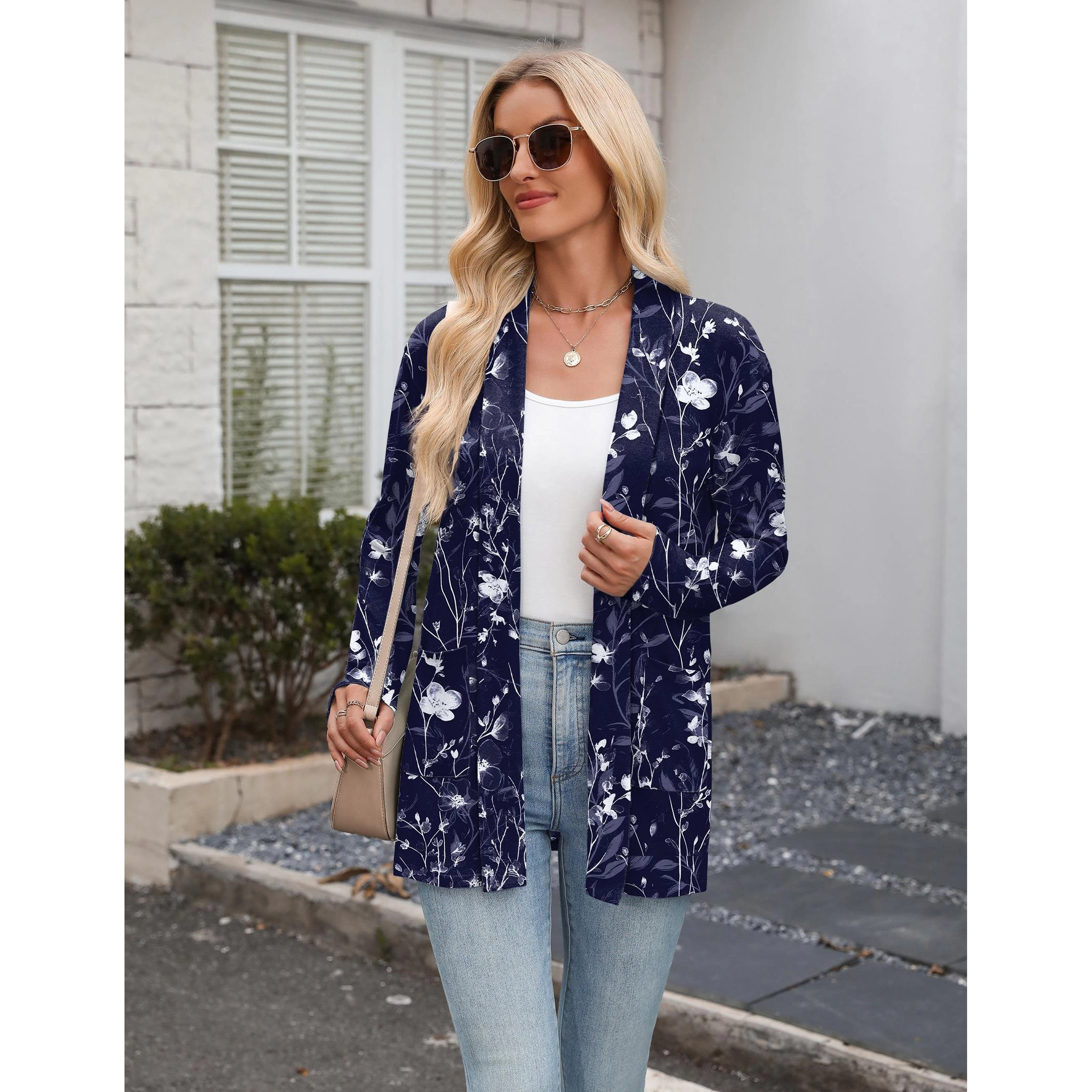 Zeagoo Women's Long Sleeve Open Front Cardigan with Pockets