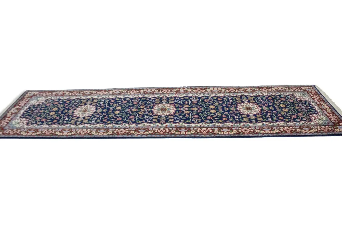 Magic Rugs Navy Blue Floral Kirman 3X10 Oriental Runner Rug