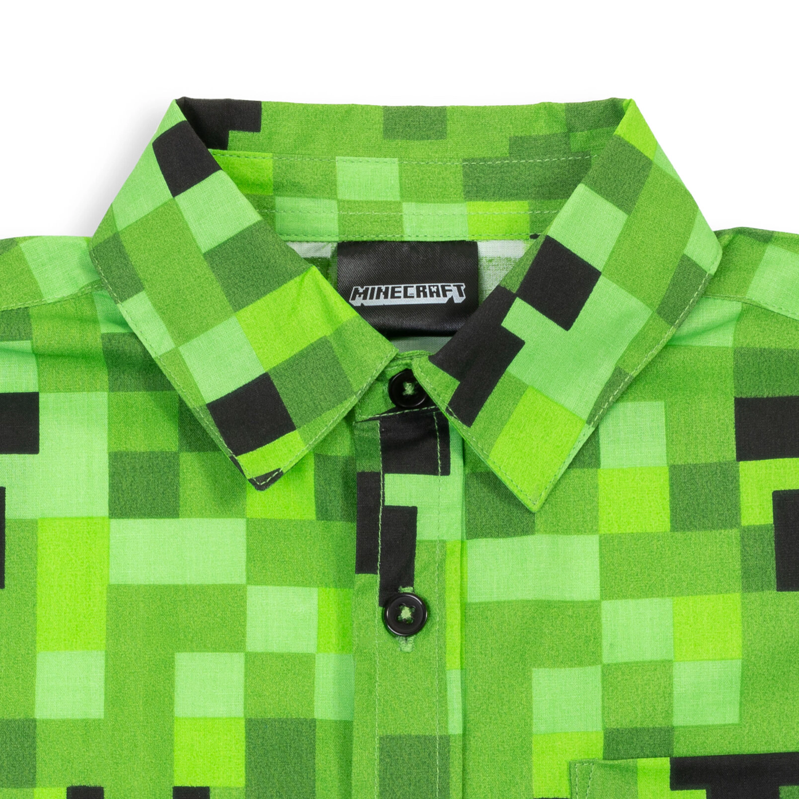 Minecraft Creeper Boys' Short Sleeve Button Down Shirt