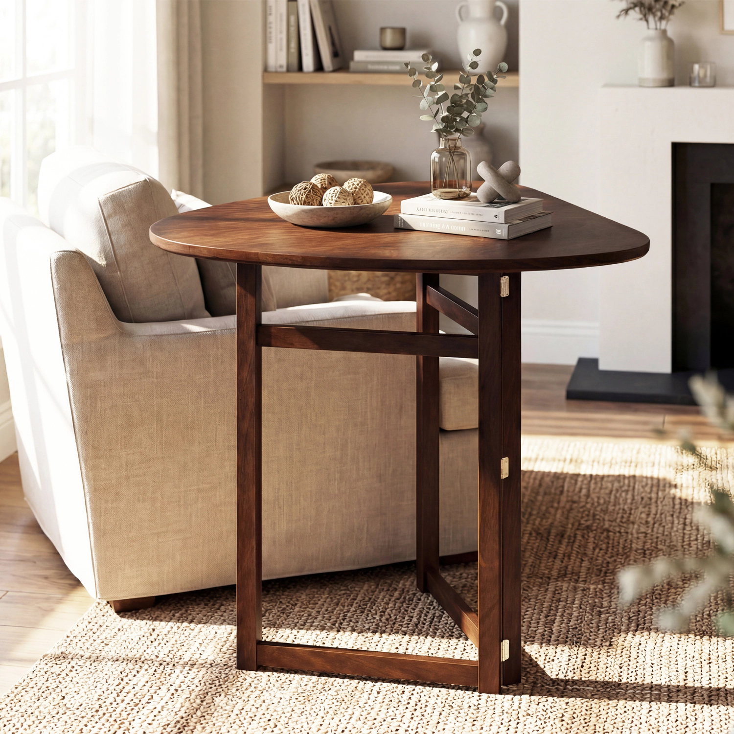 LJG Foldable Dining Table 31.5" Triangular Small Kitchen Table for 2