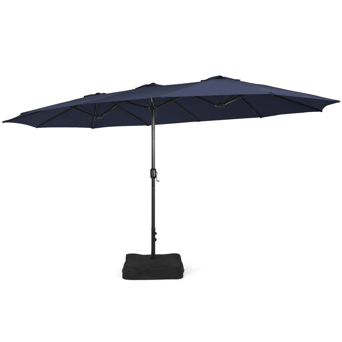 SUGIFT Crank Lift 12 Ribs and Weighted Base 15 FT Double-Sided Twin Patio Umbrella