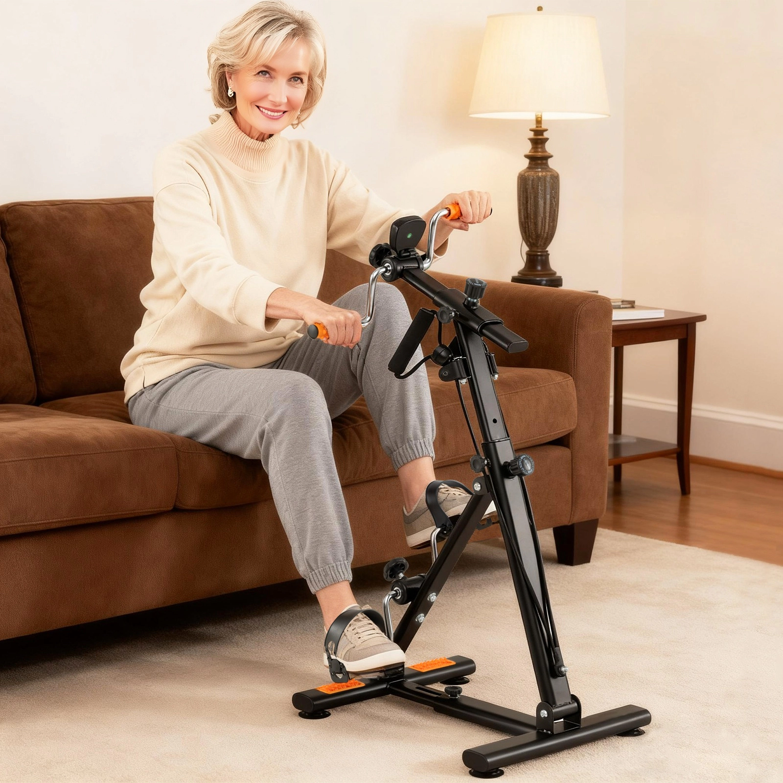 SUGIFT Adjustable Resistance Arm and Leg Pedal Exerciser with LCD Display Resistance Bands and Suction Cups