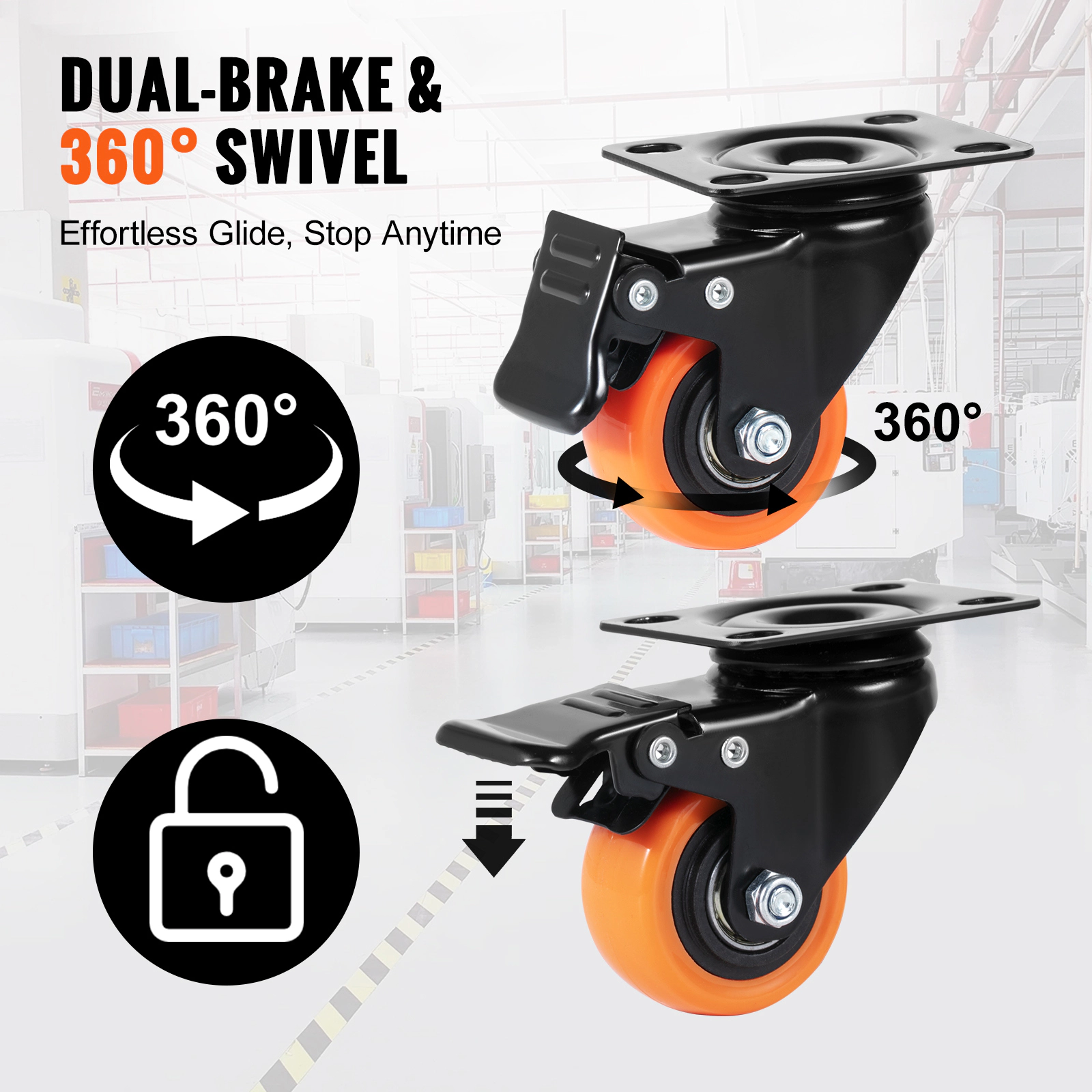 HONGGE Caster Wheels Swivel Plate Casters with Wheels Per Caster Wheels