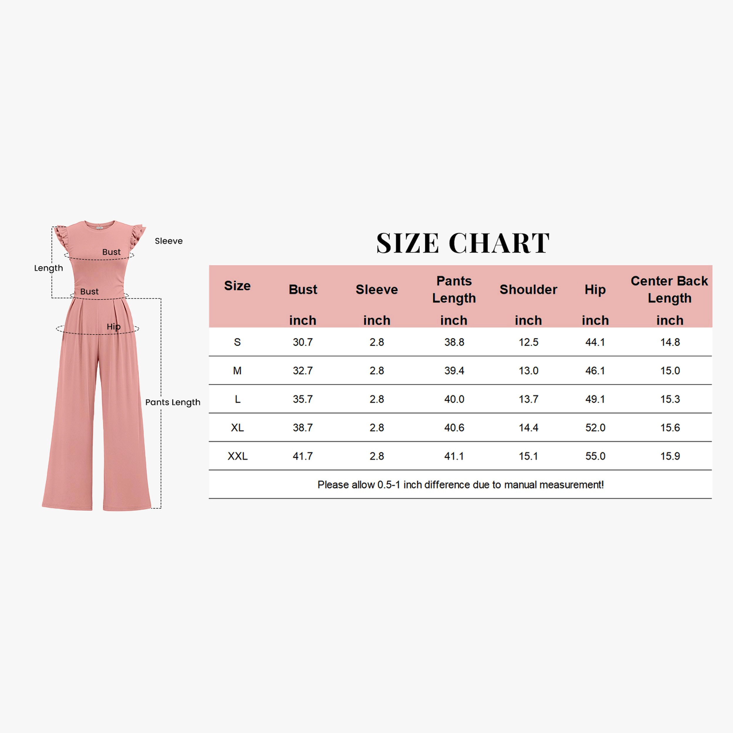 Ekouaer Women's Ruffle Cap Sleeve Crew Neck Wide Leg Jumpsuit