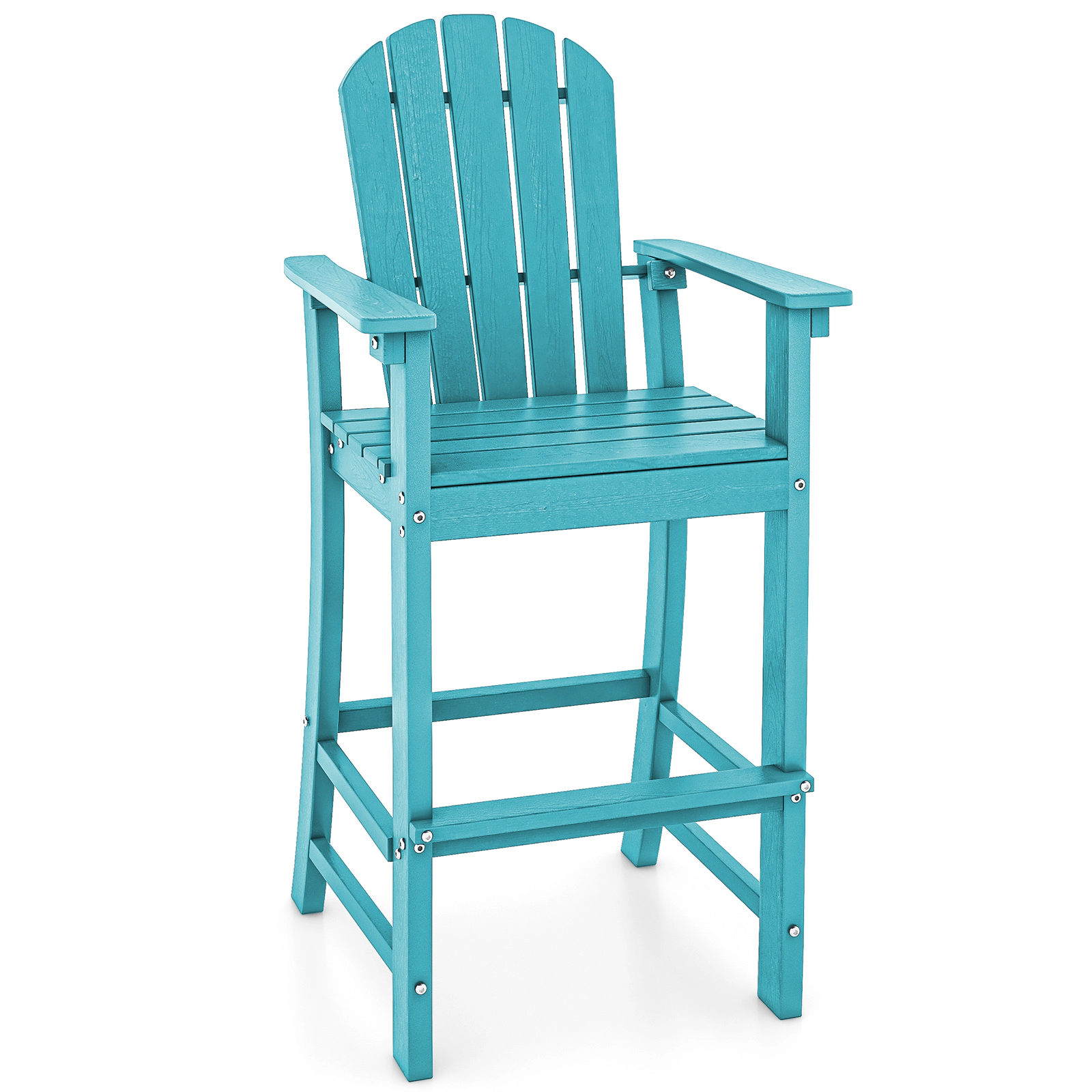 SUGIFT All-Weather Counter Height HDPE Bar Stool with Armrests and Footrest 360-Lb Capacity 30-in Seat Height Turquoise