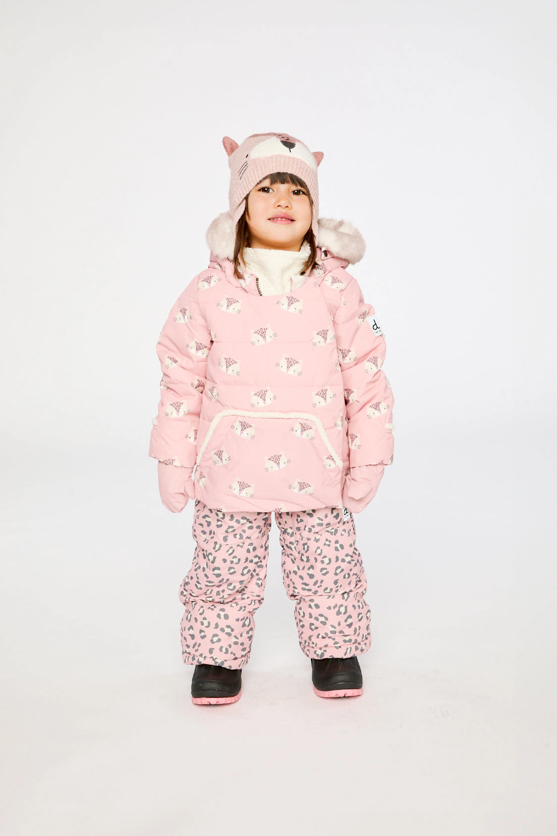 Deux par Girls Leopard Print Two Piece Snowsuit with Hooded Coat and Snow Pants