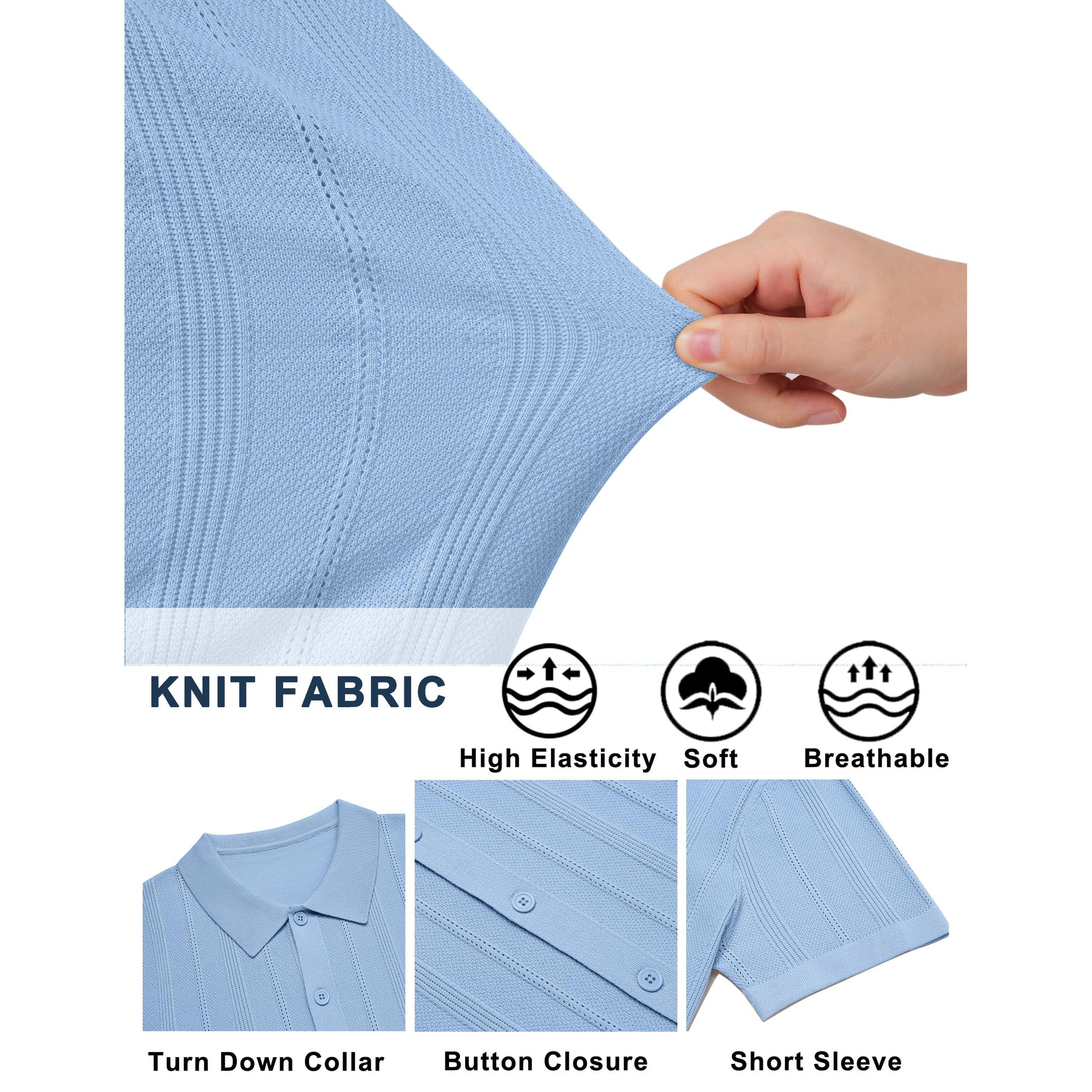 COOFANDY Men's Regular Fit Short Sleeve Knit Polo Shirt