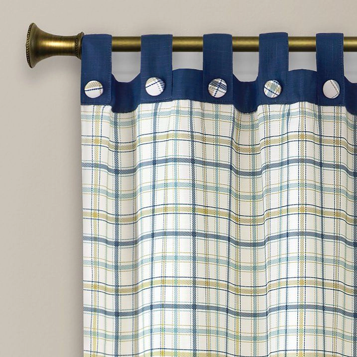 Kate Aurora 2 Pack: Shabby Farmhouse Plaid Tab Top Tattersall Window Curtains