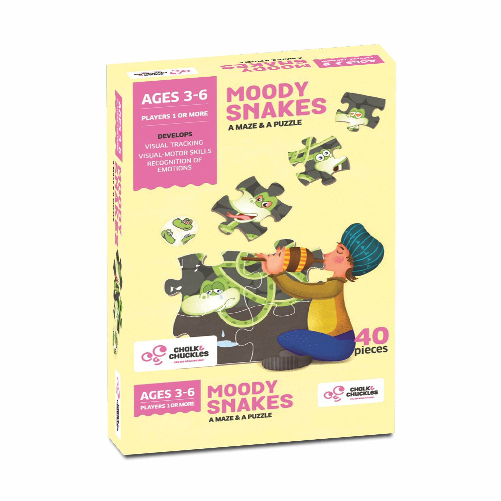 Chalk & Chuckles Moody Snakes Game & Puzzle -40 pieces