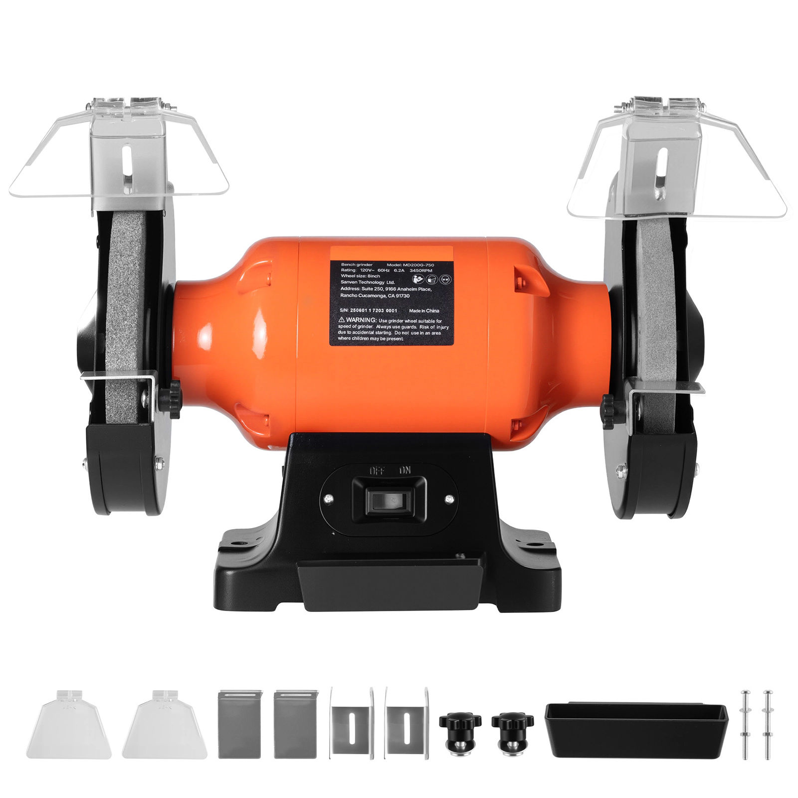 HONGGE Bench Grinder Single Speed Bench Grinder 3450RPM High -Speed Table Grinders with Induction Motor 36/60-Grit